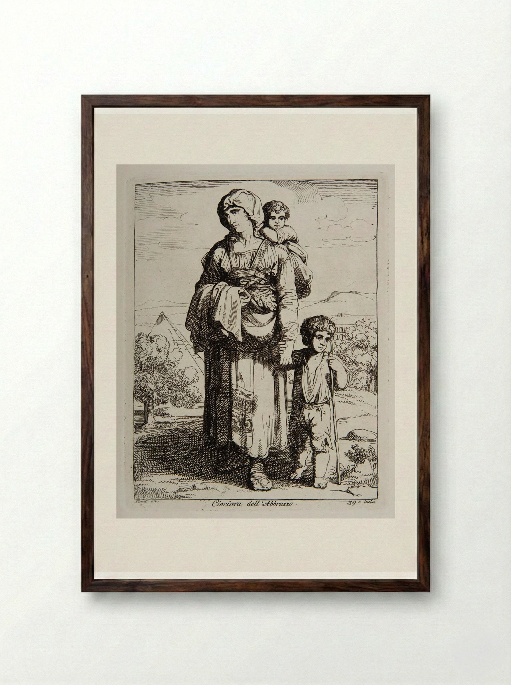 Ciociara dell'Abruzzo - Bartolomeo Pinelli - Framed Print Dark Wood