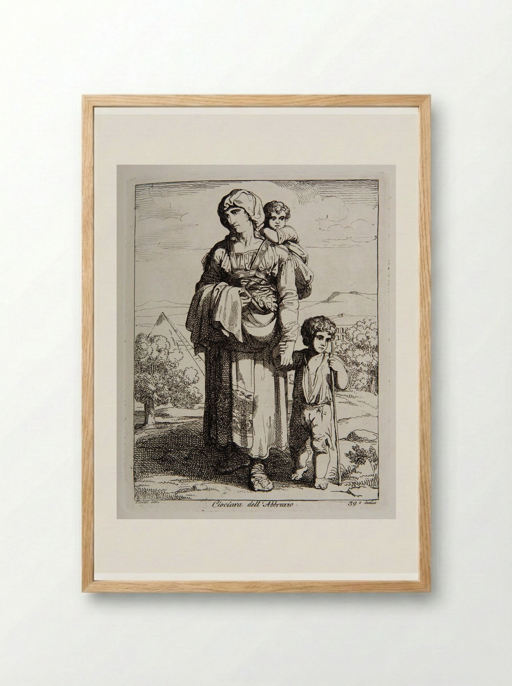 Ciociara dell'Abruzzo - Bartolomeo Pinelli - Framed Print Wood