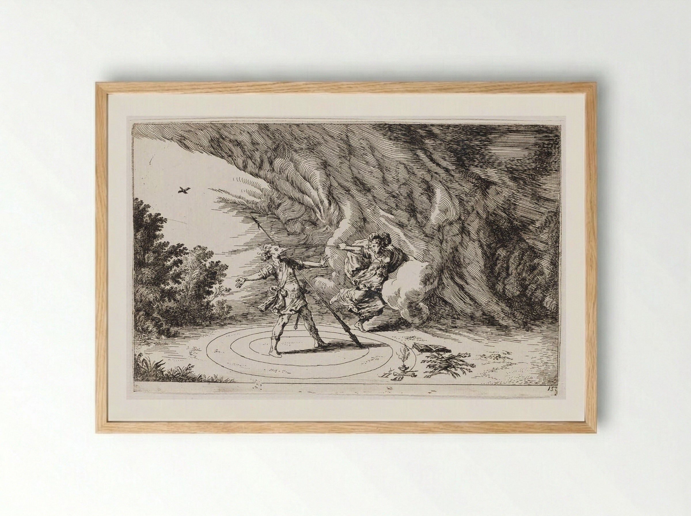 Circe Transforms Picus into a Woodpecker - Johann Wilhelm Baur - Framed Print Wood