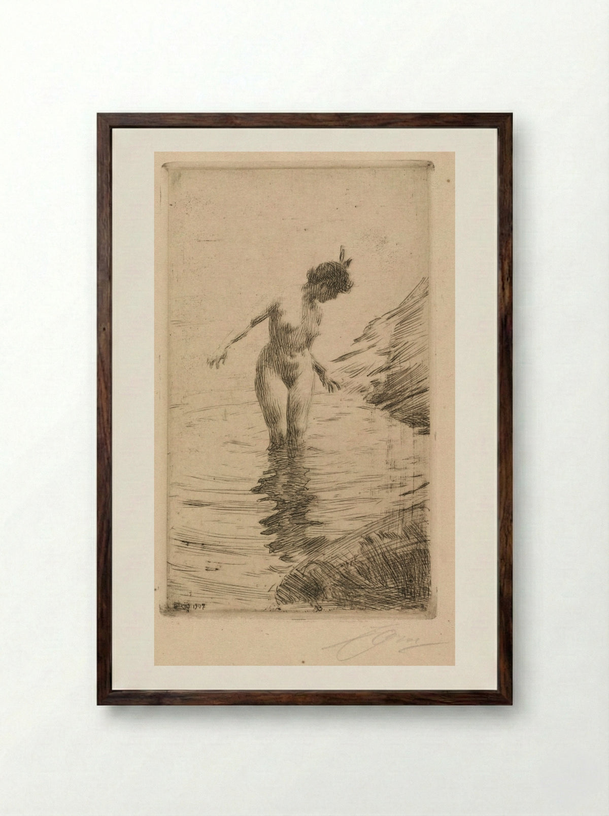 Circles of Water II - Anders Zorn - Framed Print Dark Wood