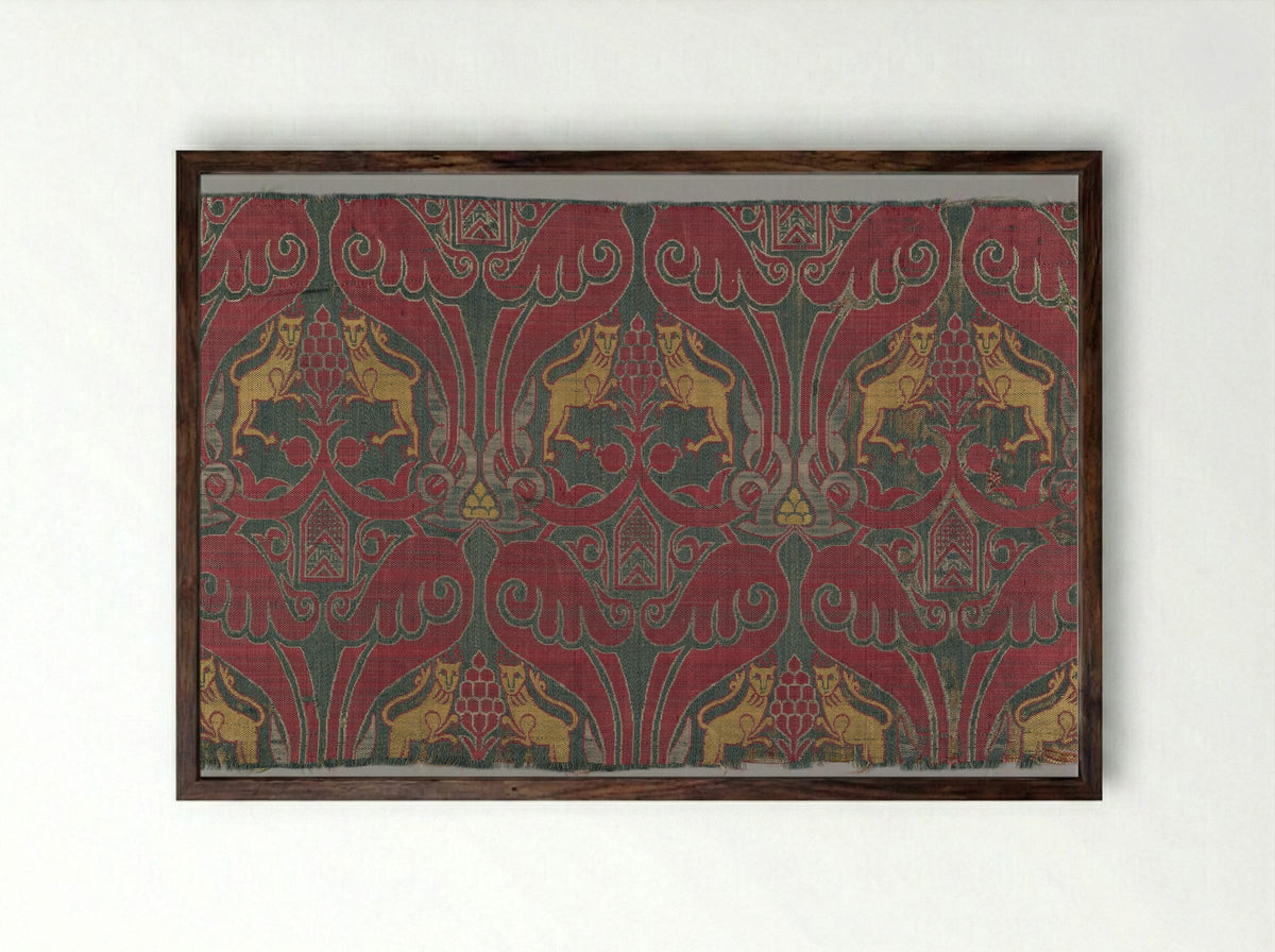 Circular Textile Fragment - Unknown Artist - Framed Print Dark Wood