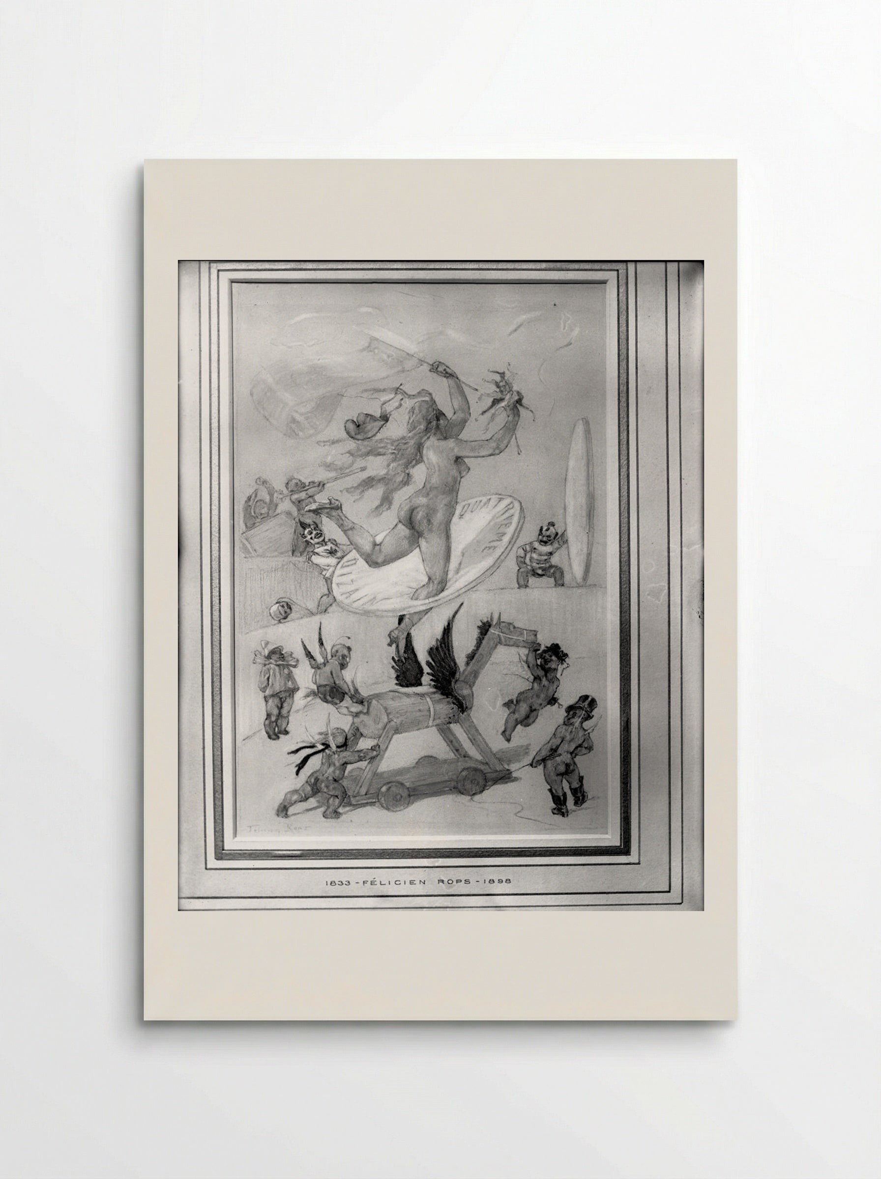 Circus Scene: Nude Woman Jumping through Paper Hoop - Félicien Rops - Poster