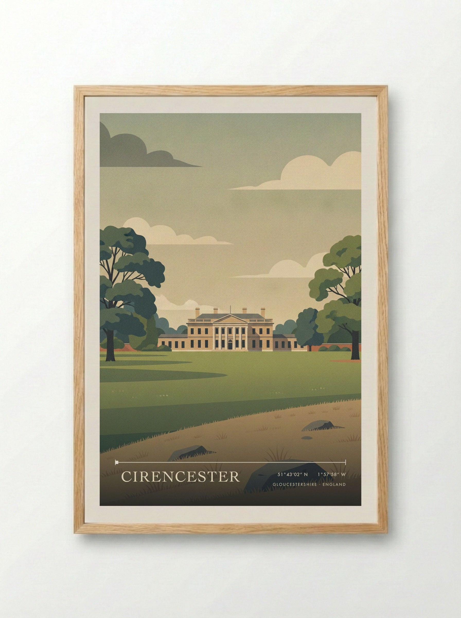 Cirencester Gloucestershire England Travel Poster - Framed Print Wood