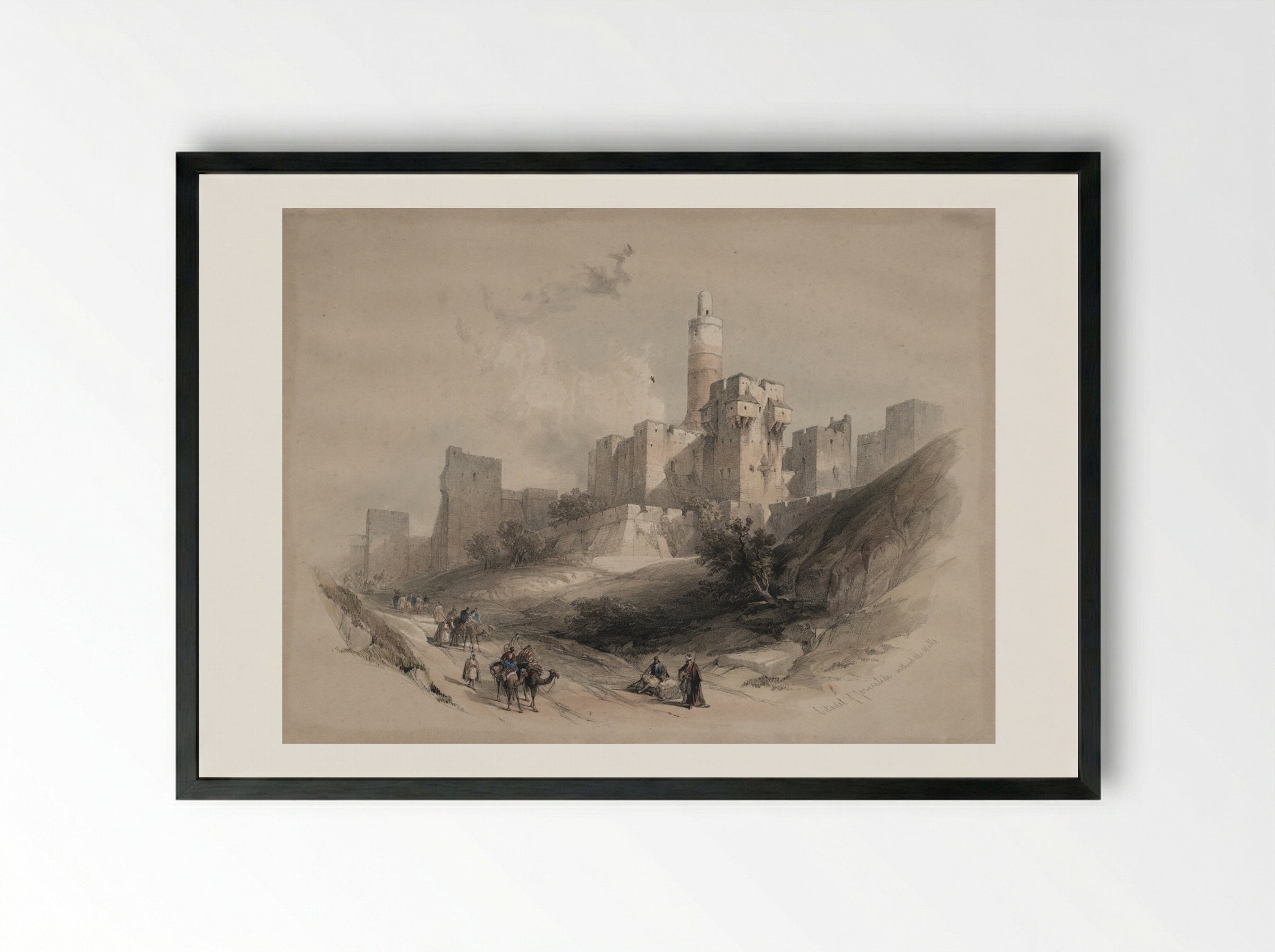 Citadel of Jerusalem, without the Walls, Tower of David - David Roberts - Framed Print Black