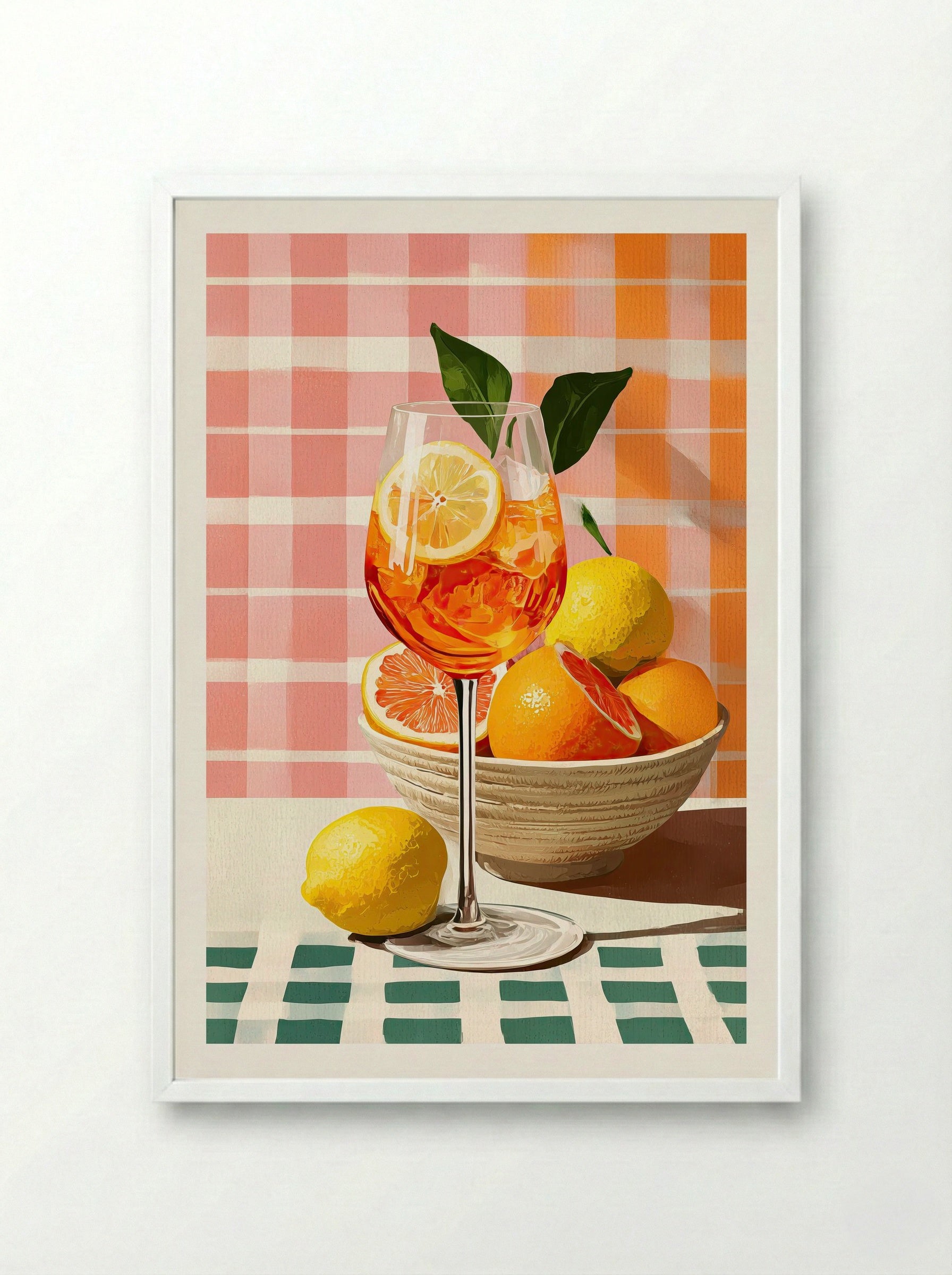 Citrus Spritz Summer Aperitif Art Print - Framed Print White