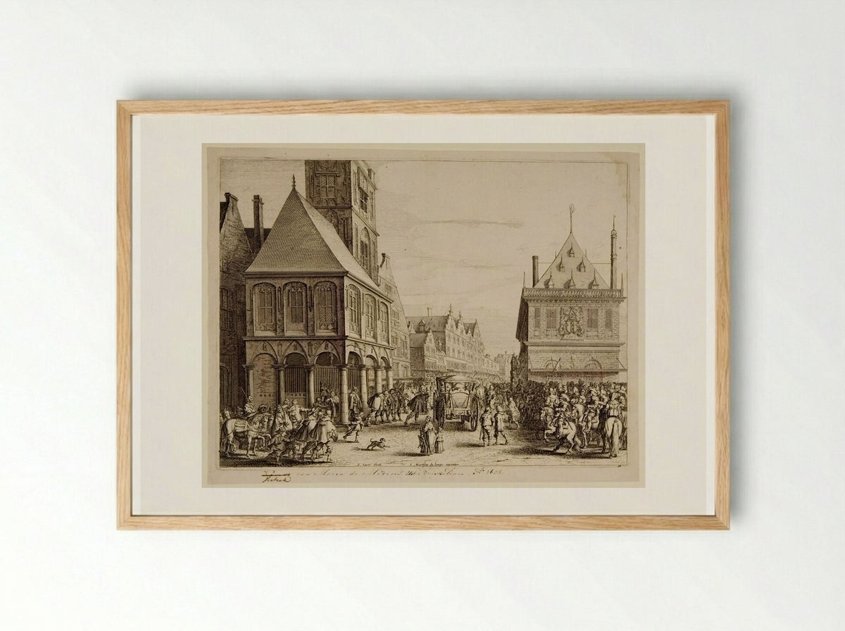 City Magistrates Taking Leave of Marie de' Medici Before the Town Hall - Salomon Savery - Framed Print Wood