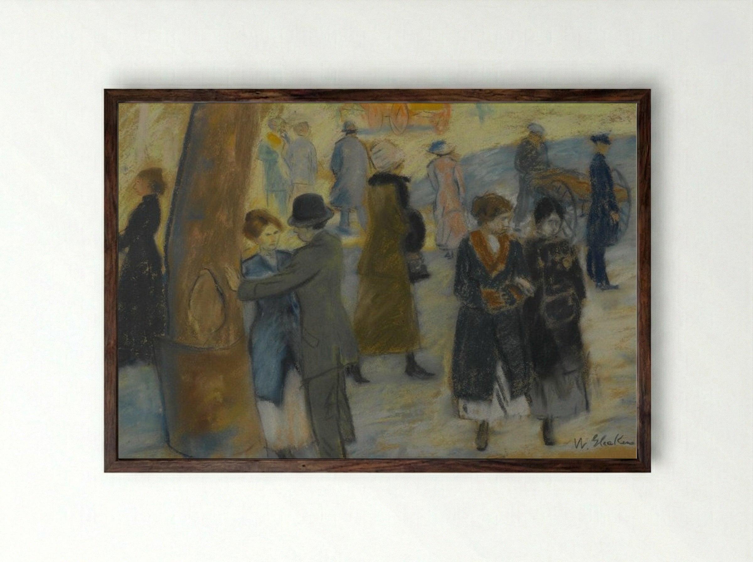 City Scene - William James Glackens - Framed Print Dark Wood