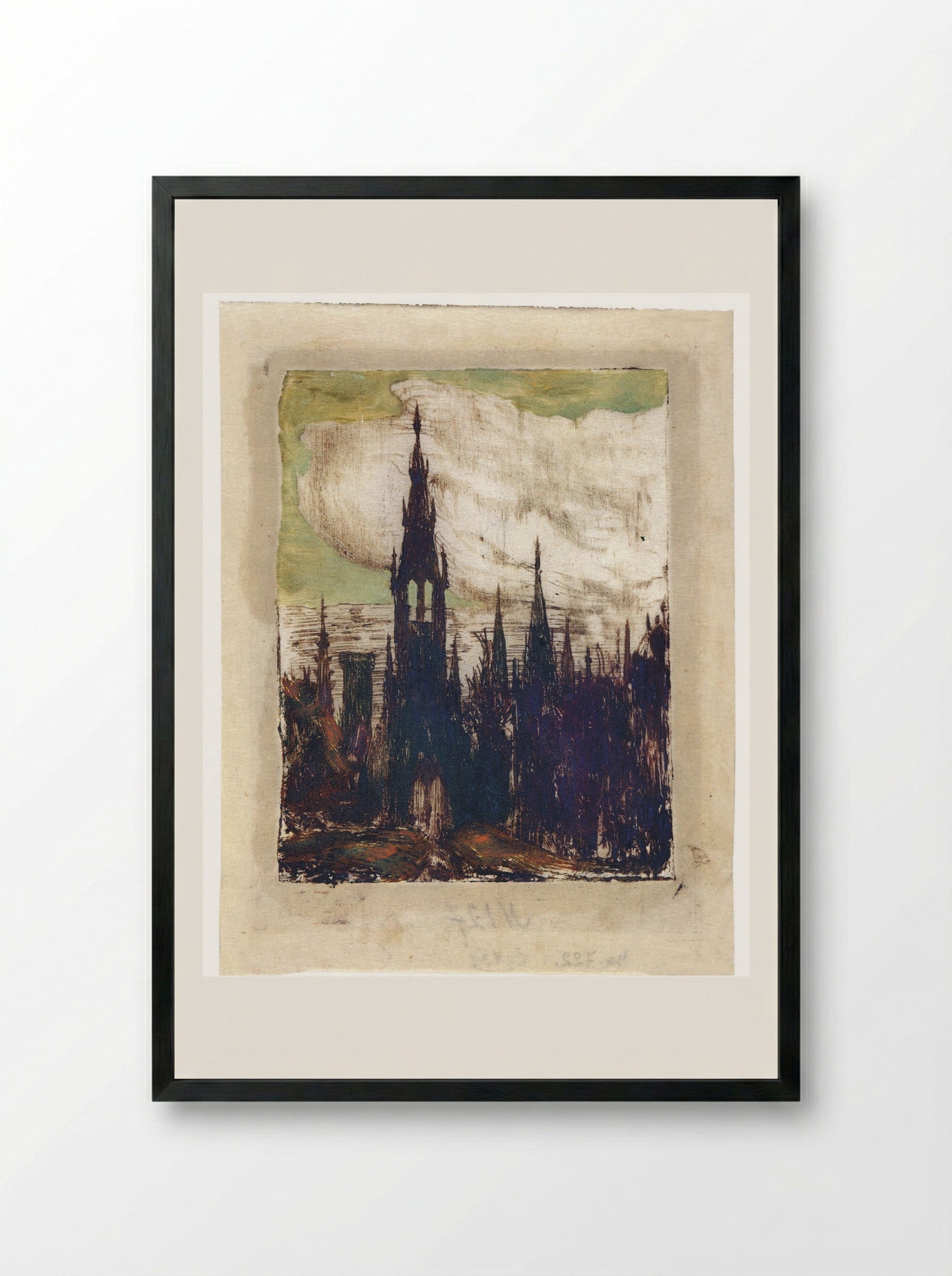 City (Towers) - Mikalojus Konstantinas Čiurlionis - Framed Print Black