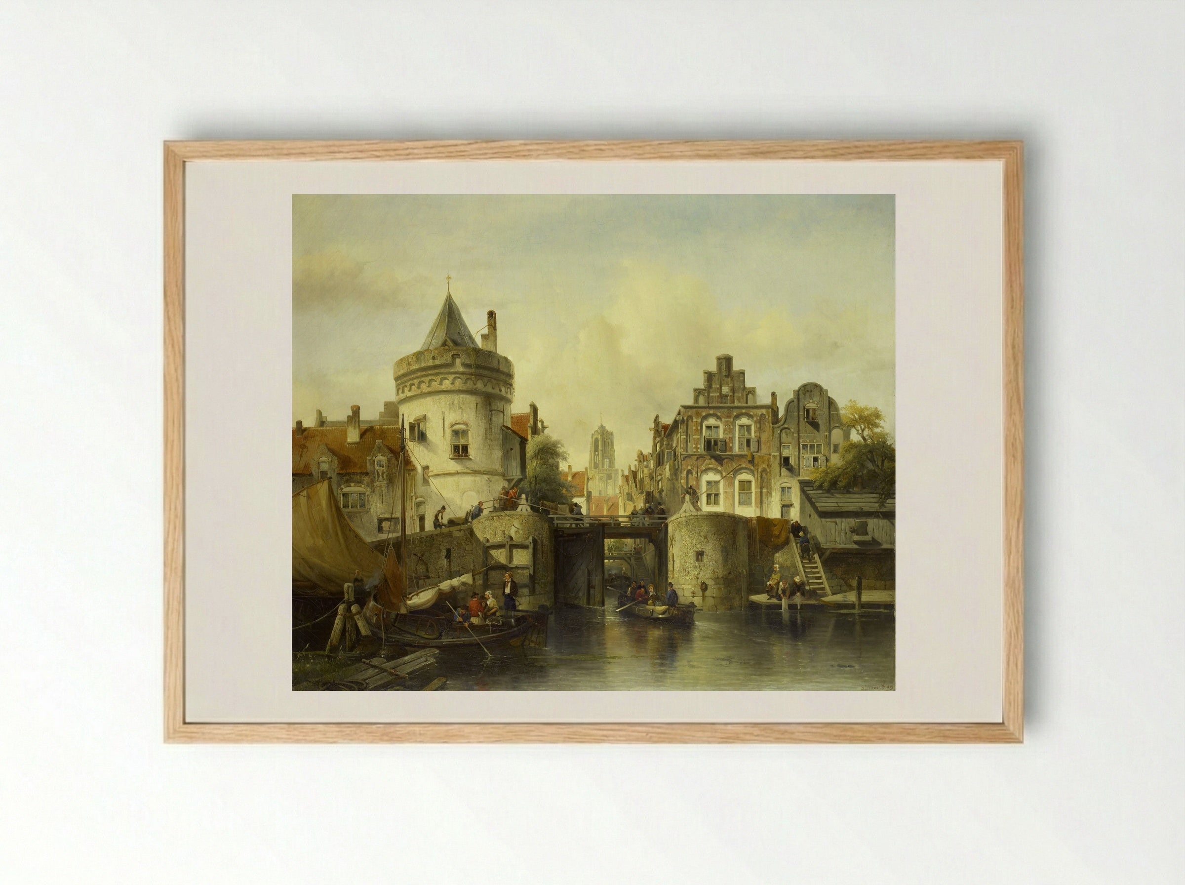 City View, Inspired by the Kolksluis in Amsterdam - Salomon Leonardus Verveer - Framed Print Wood