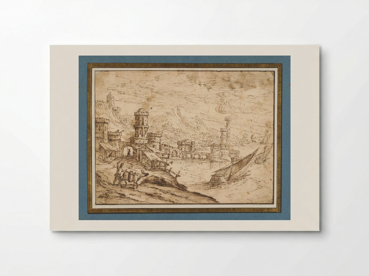 City by a Bay with Galleys Departing - Tobias Verhaecht - Poster