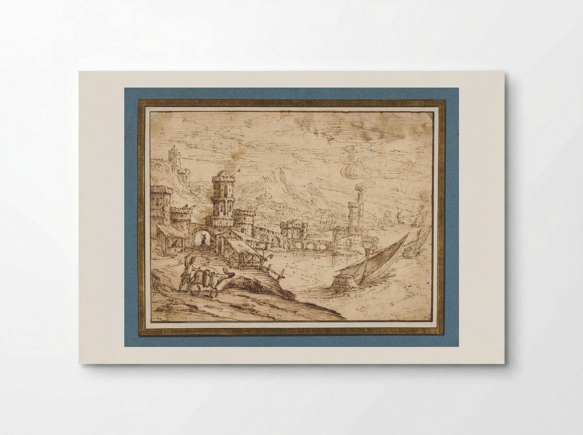 City by a Bay with Galleys Departing - Tobias Verhaecht - Poster