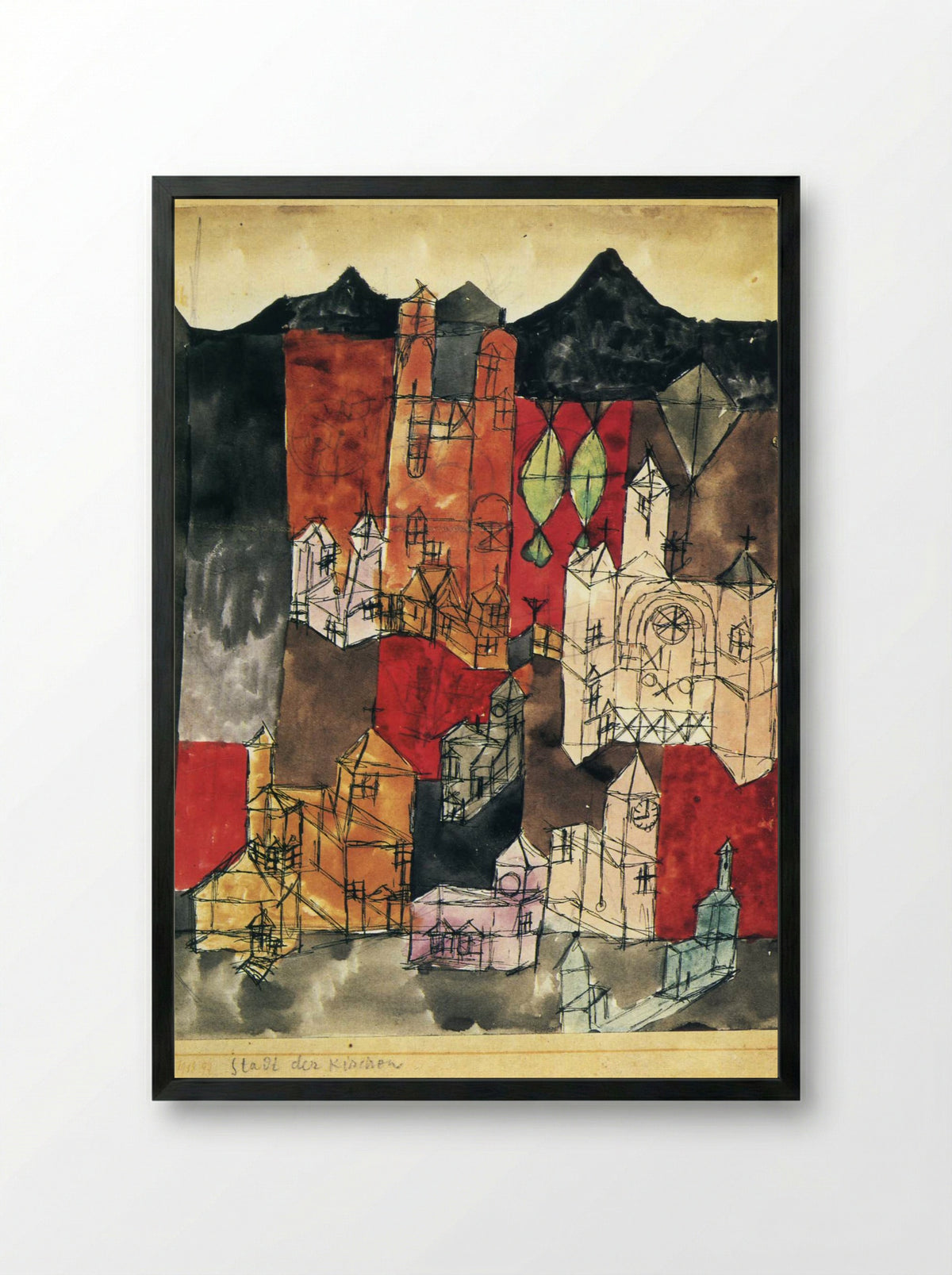 City of Churches - Paul Klee - Framed Print Black