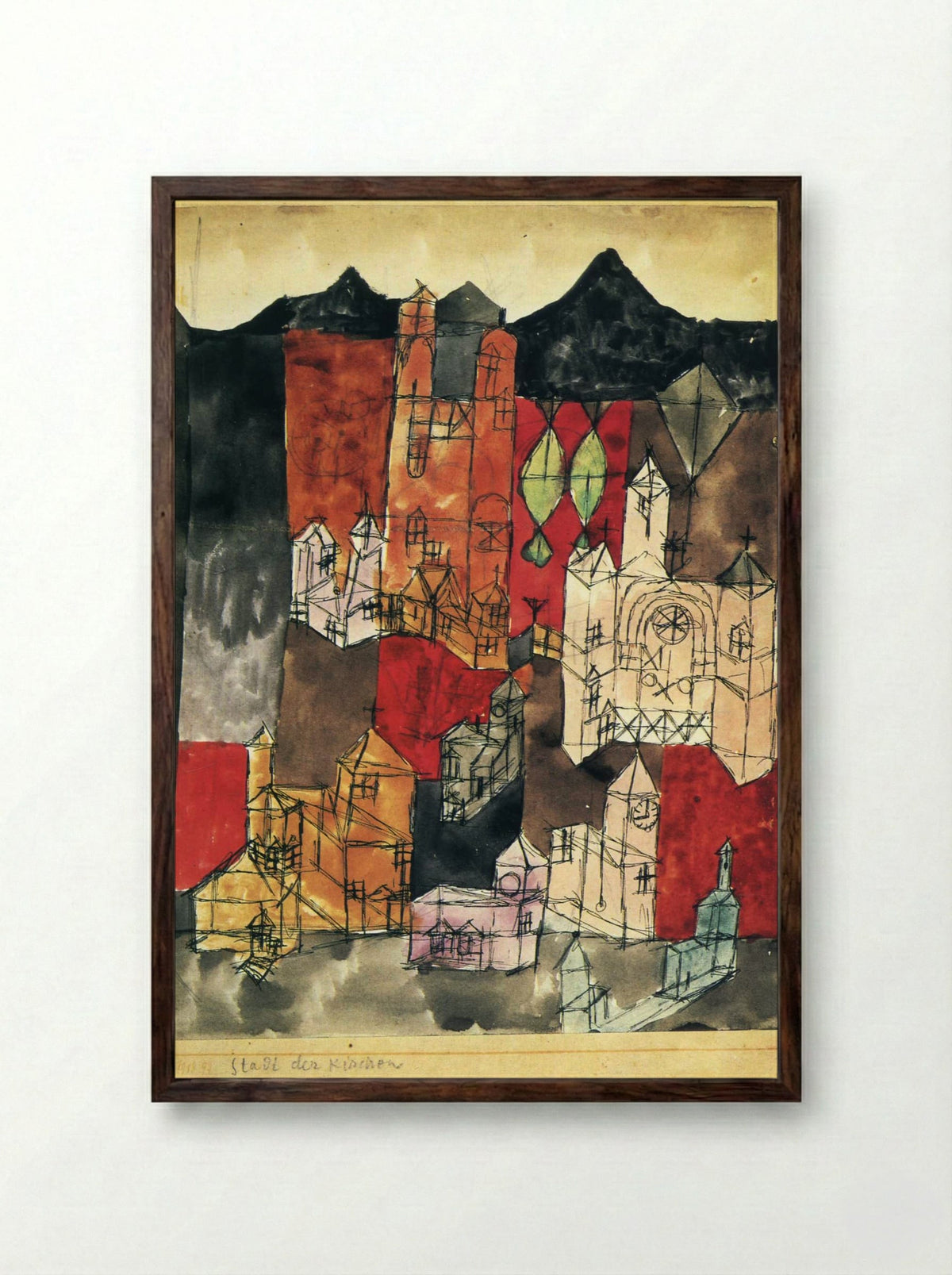 City of Churches - Paul Klee - Framed Print Dark Wood