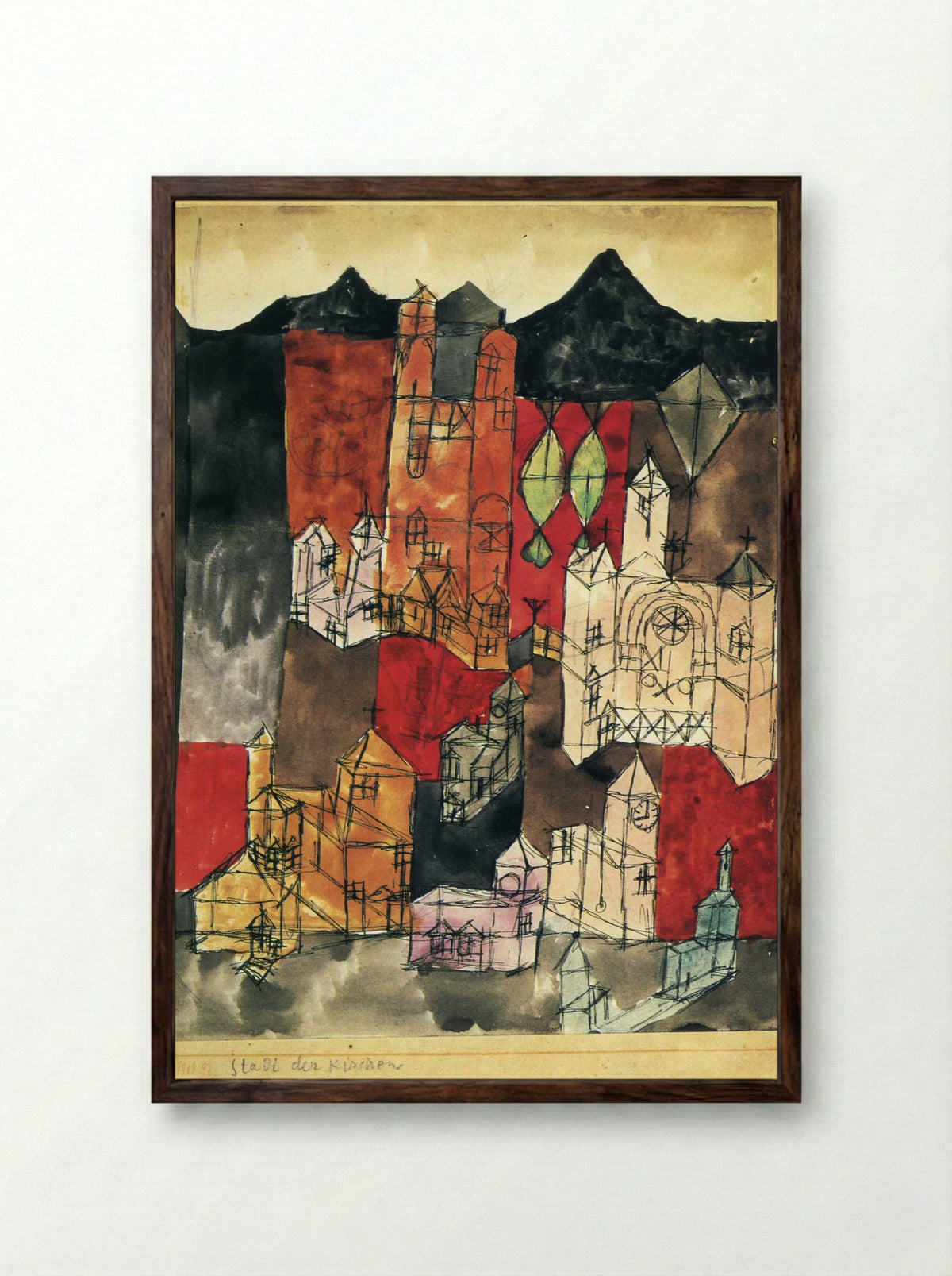 City of Churches - Paul Klee - Framed Print Dark Wood