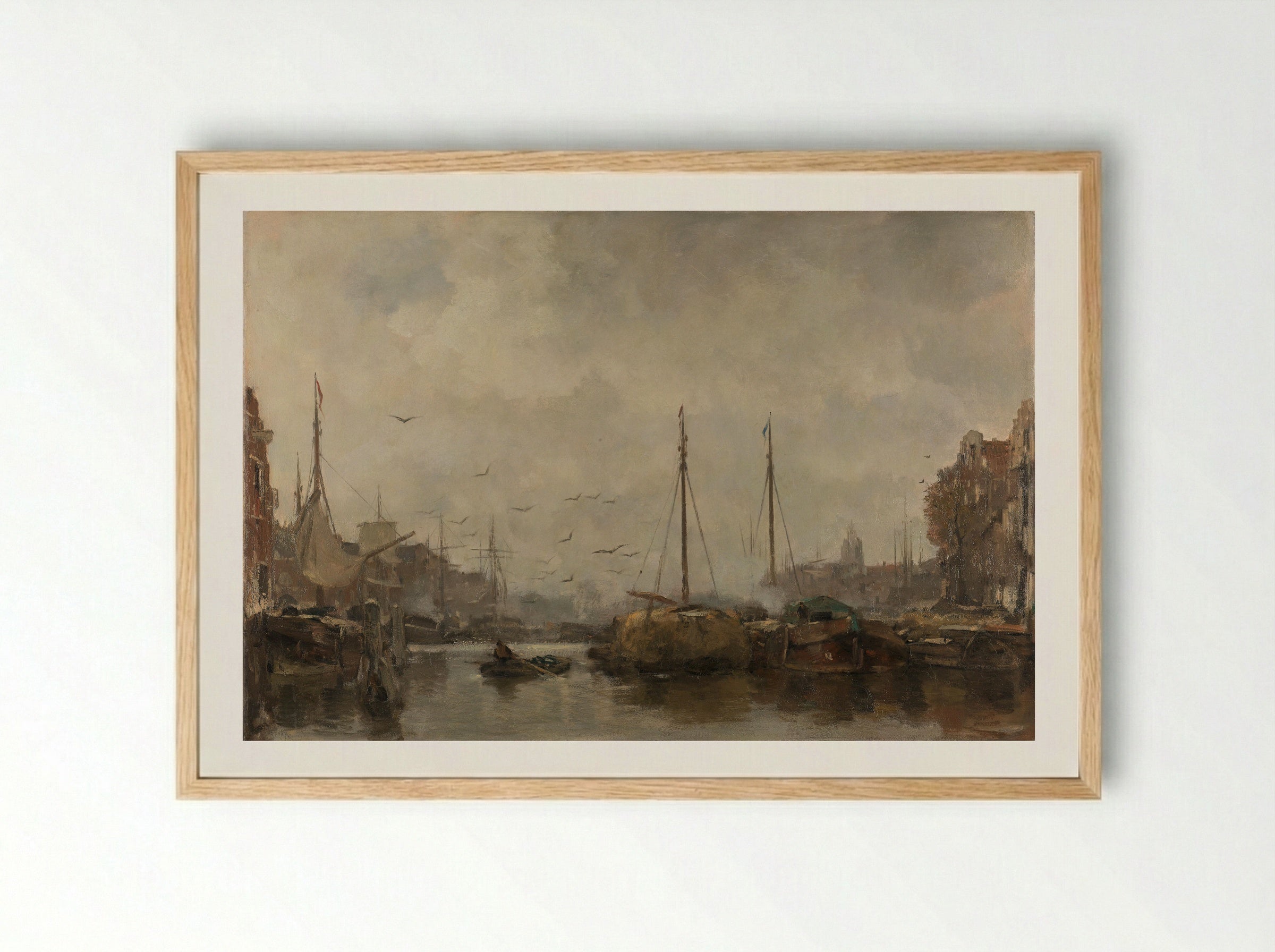 Cityscape (Harbour Scene) - Jacob Maris - Framed Print Wood