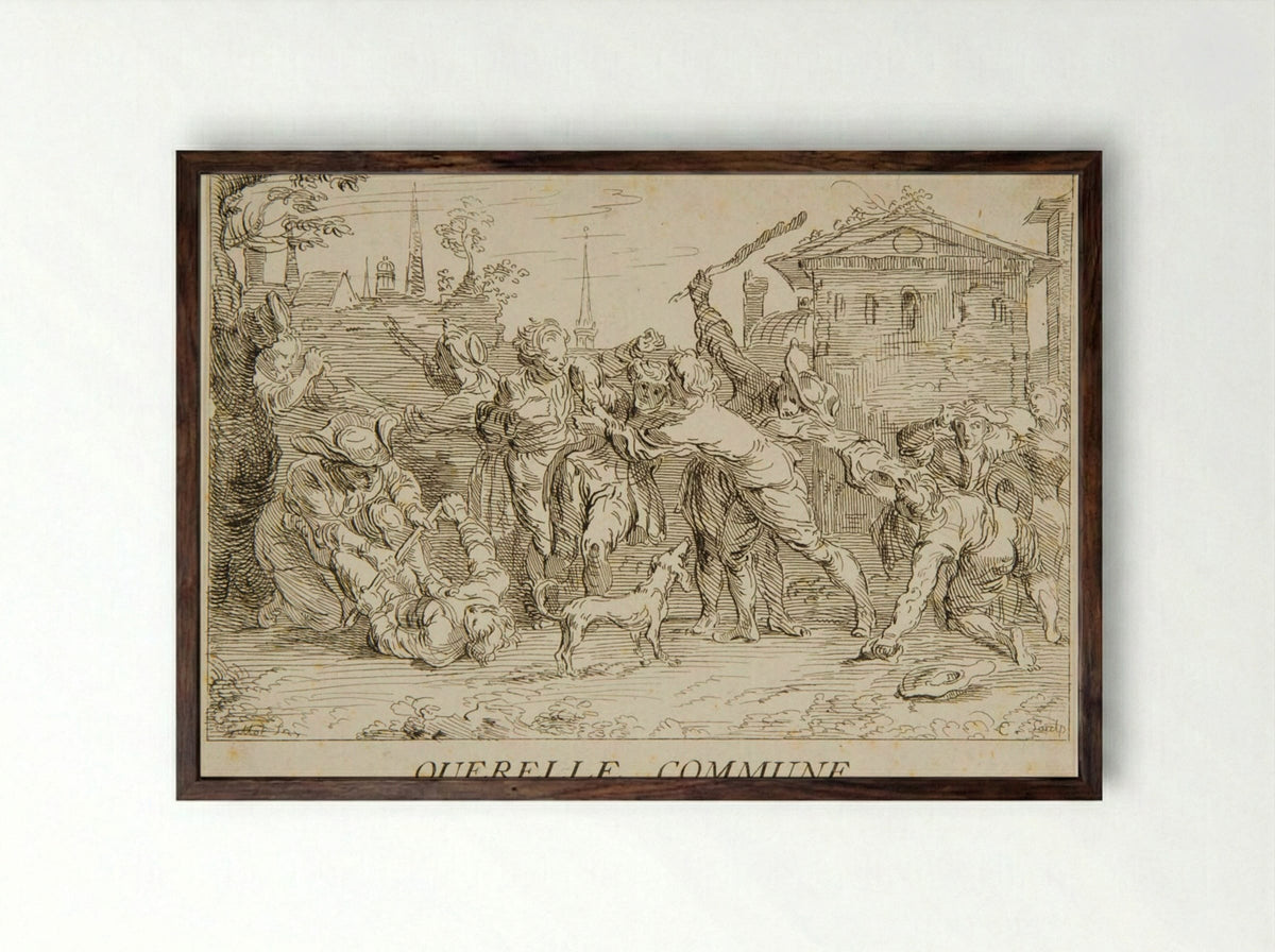 Civil Dispute - Anne Claude Philippe de Thubières, comte de Caylus - Framed Print Dark Wood