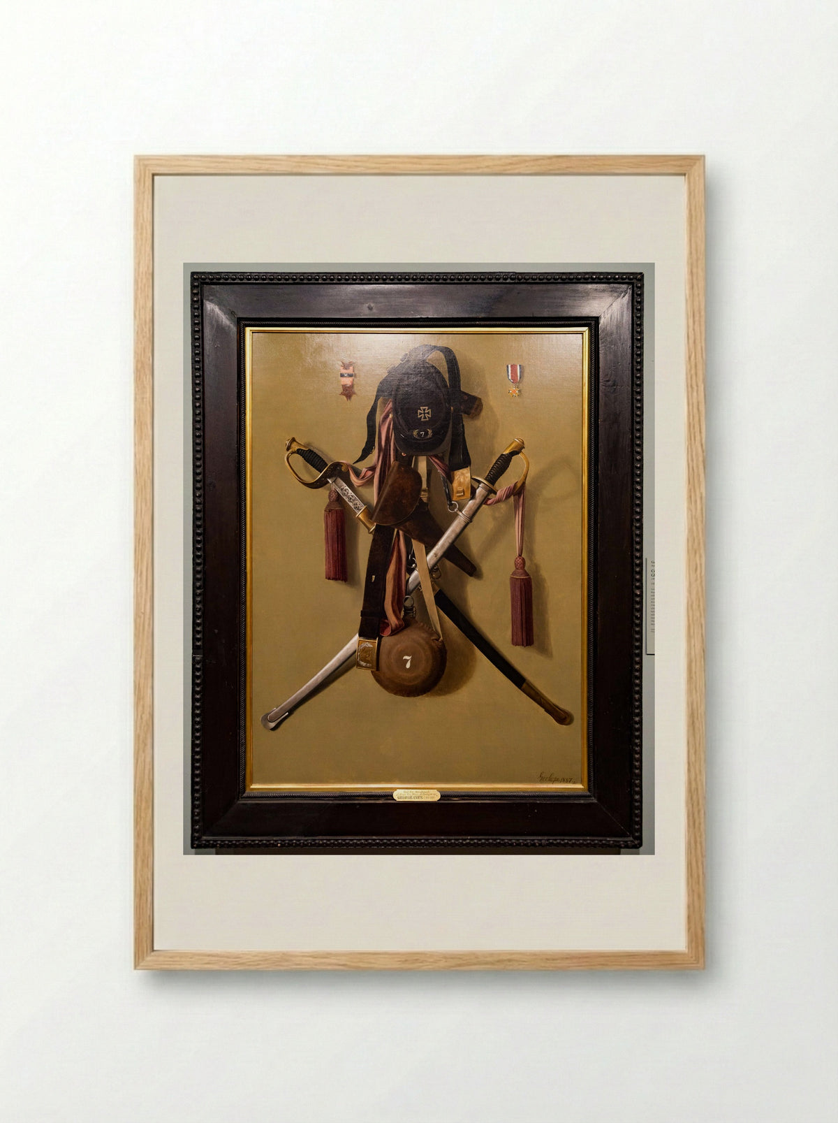 Civil War Regalia of Major Levi Gheen McCauley - George Cope - Framed Print Wood