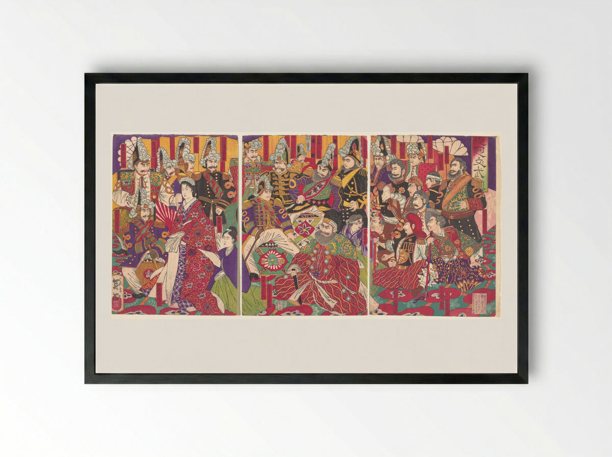 Civil and Military Officers - Toshimasa - Framed Print Black