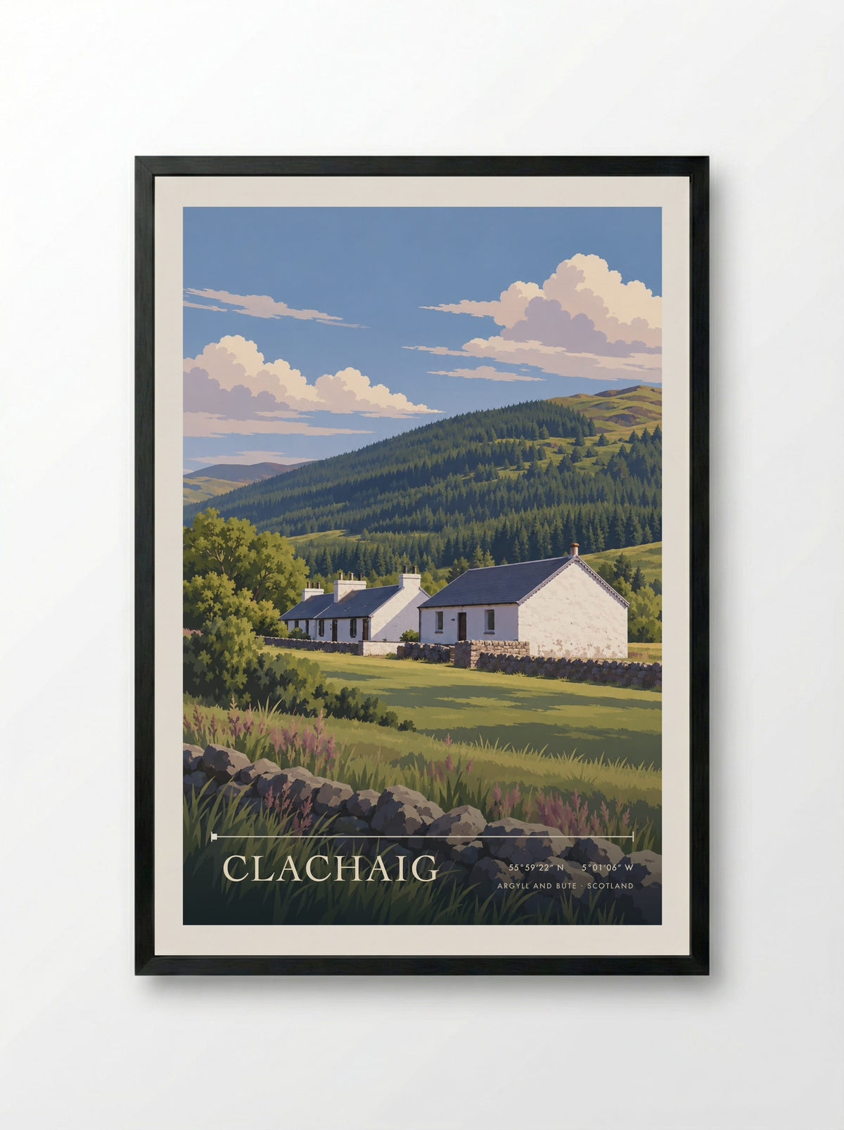 Clachaig, Argyll and Bute | Travel Poster - Framed Print Black