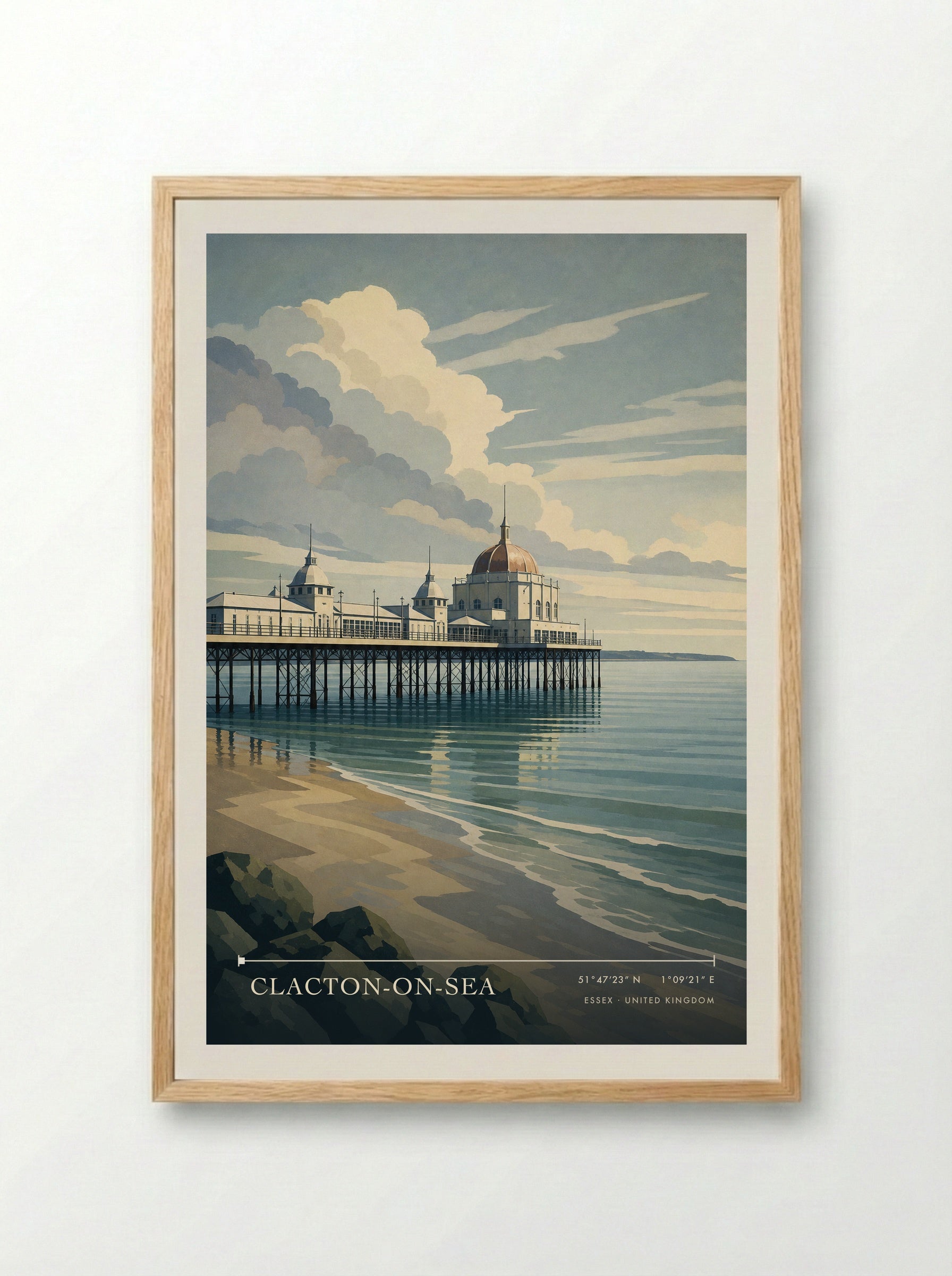 Clacton-on-Sea Essex United Kingdom Travel Poster - Framed Print Wood