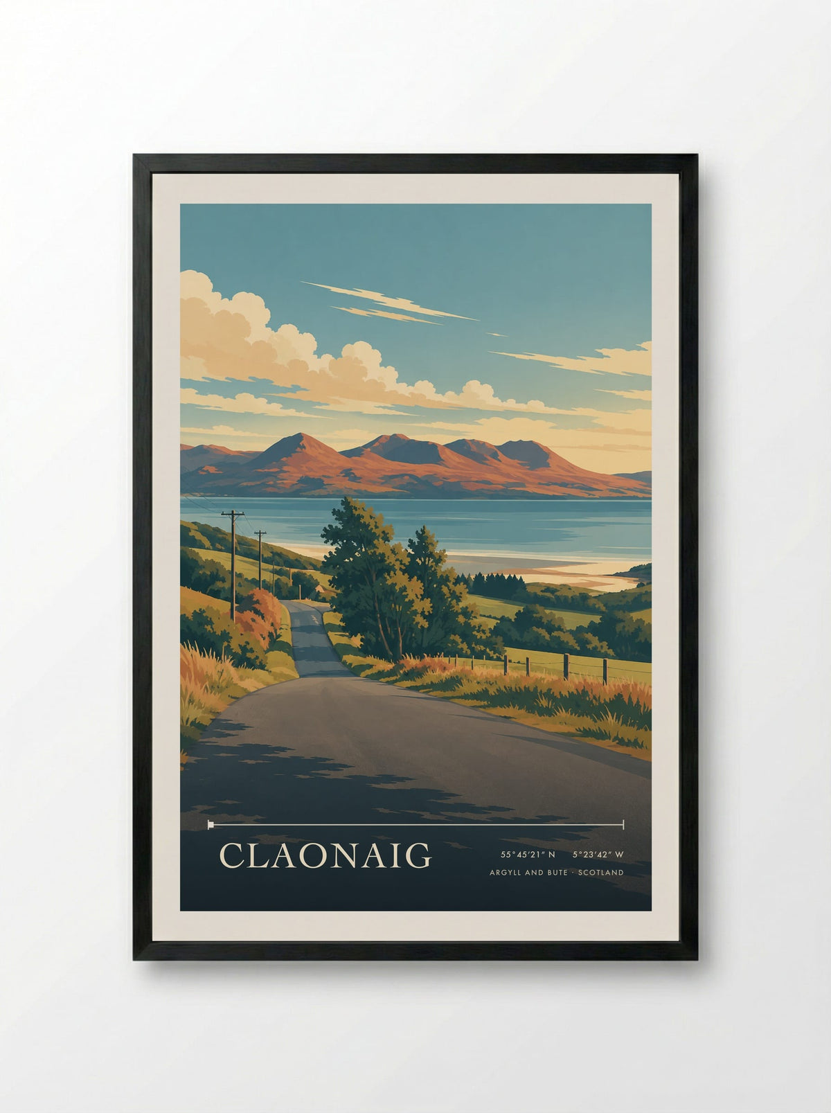 Claonaig, Argyll and Bute | Travel Poster - Framed Print Black