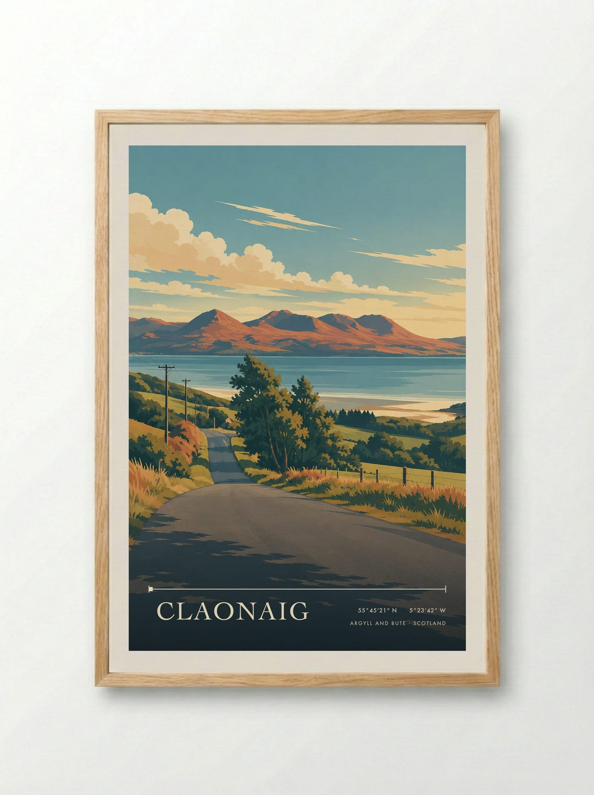 Claonaig, Argyll and Bute | Travel Poster - Framed Print Wood
