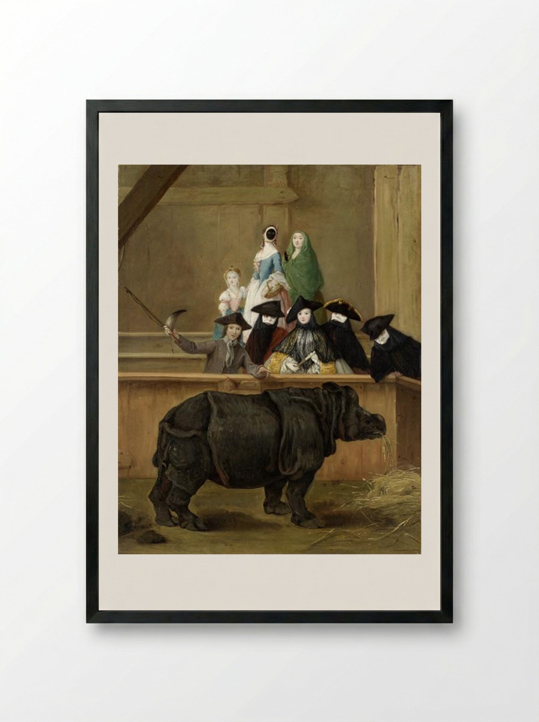 Clara the Rhinoceros - Pietro Longhi - Framed Print Black