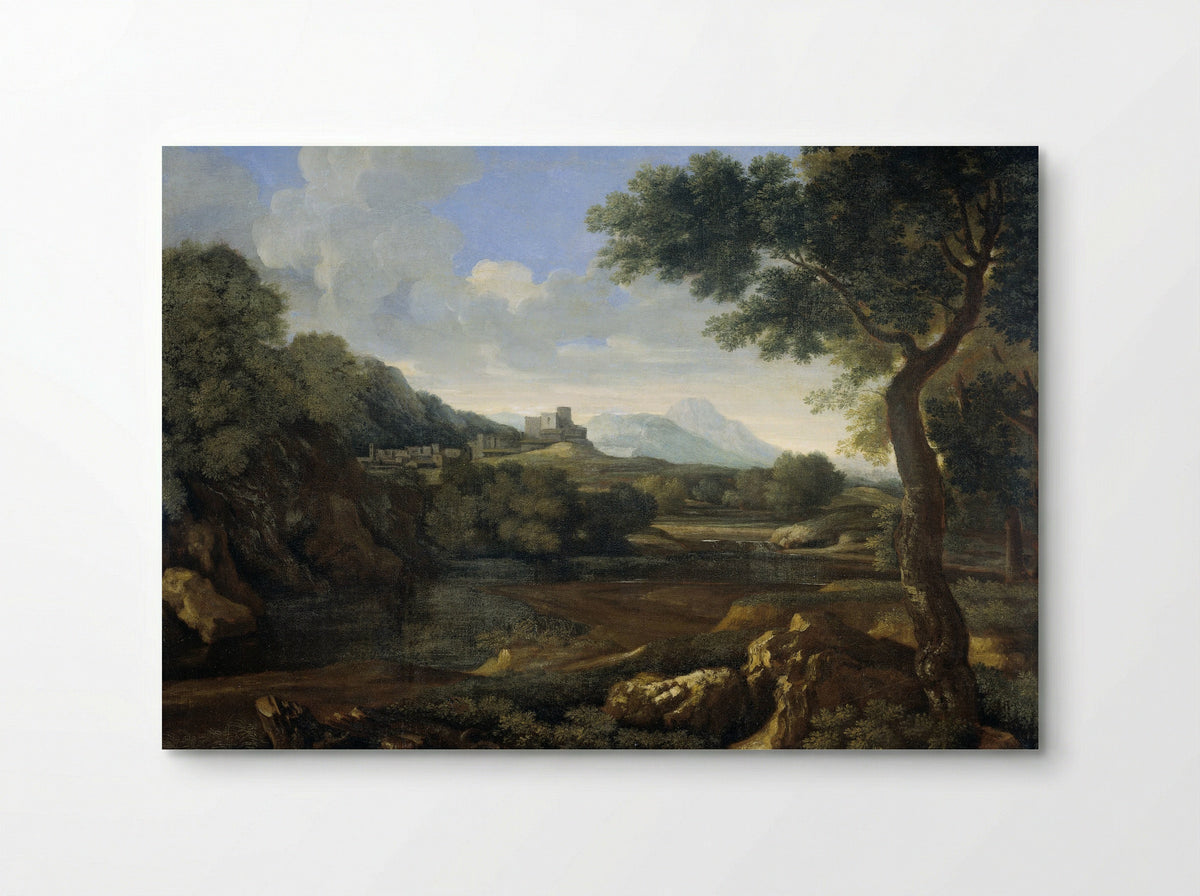 Classical Landscape with a Hilltop Fortress - Gaspard Dughet - Poster