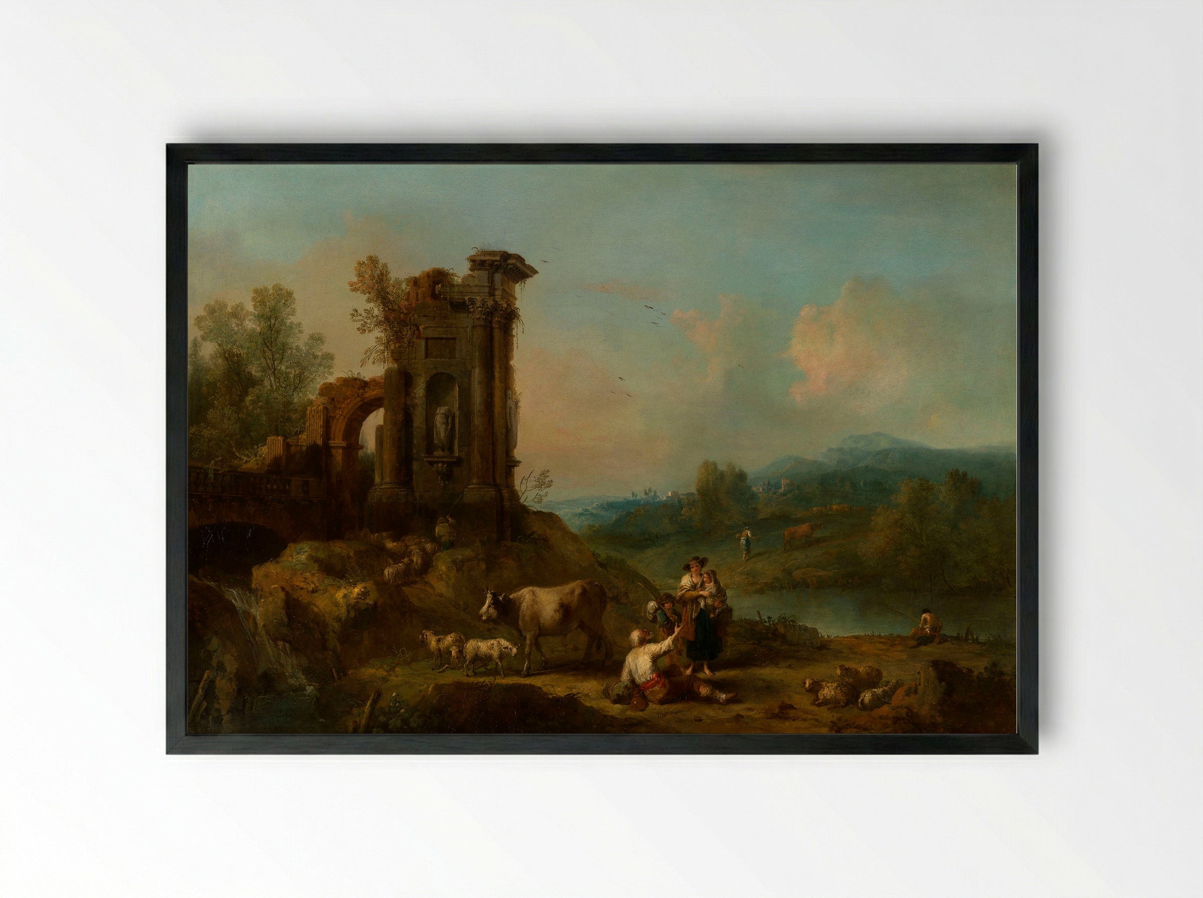 Classical Landscape - Francesco Zuccarelli - Framed Print Black