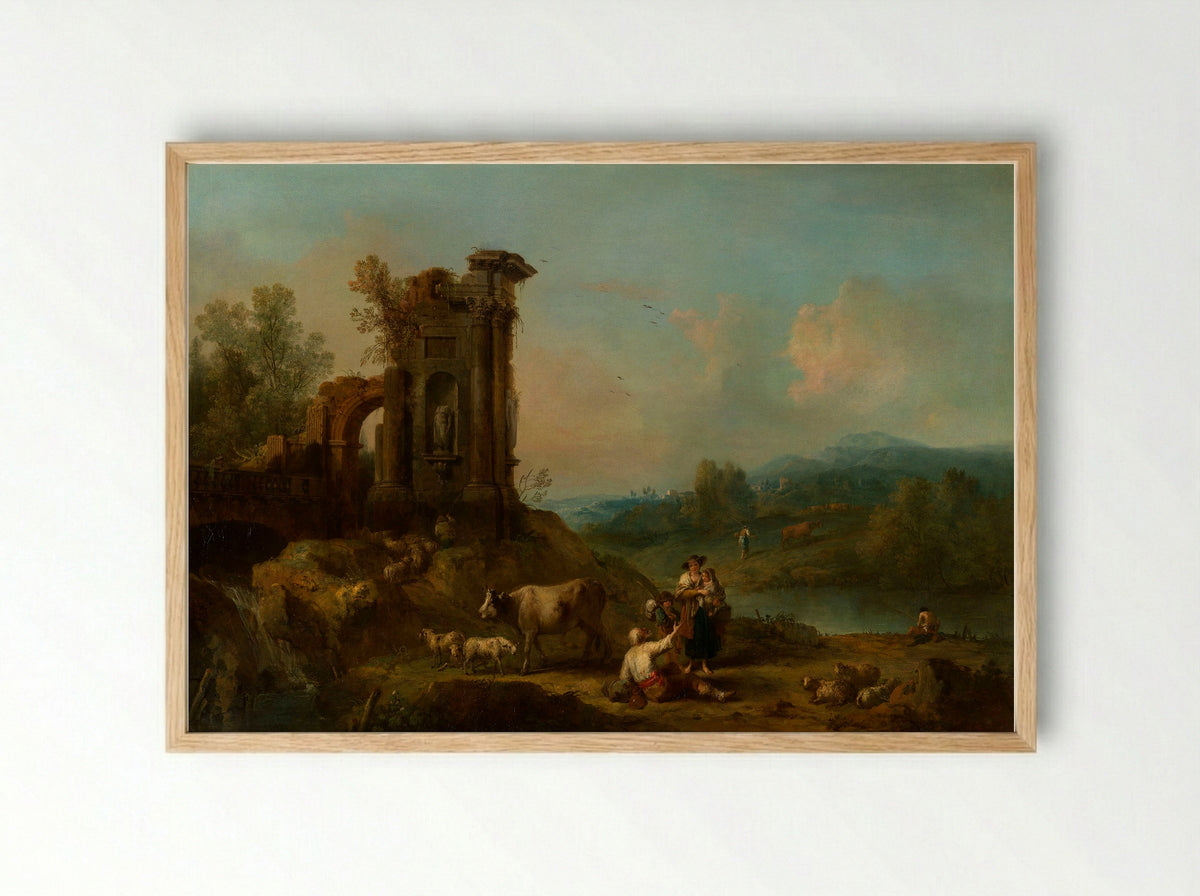 Classical Landscape - Francesco Zuccarelli - Framed Print Wood