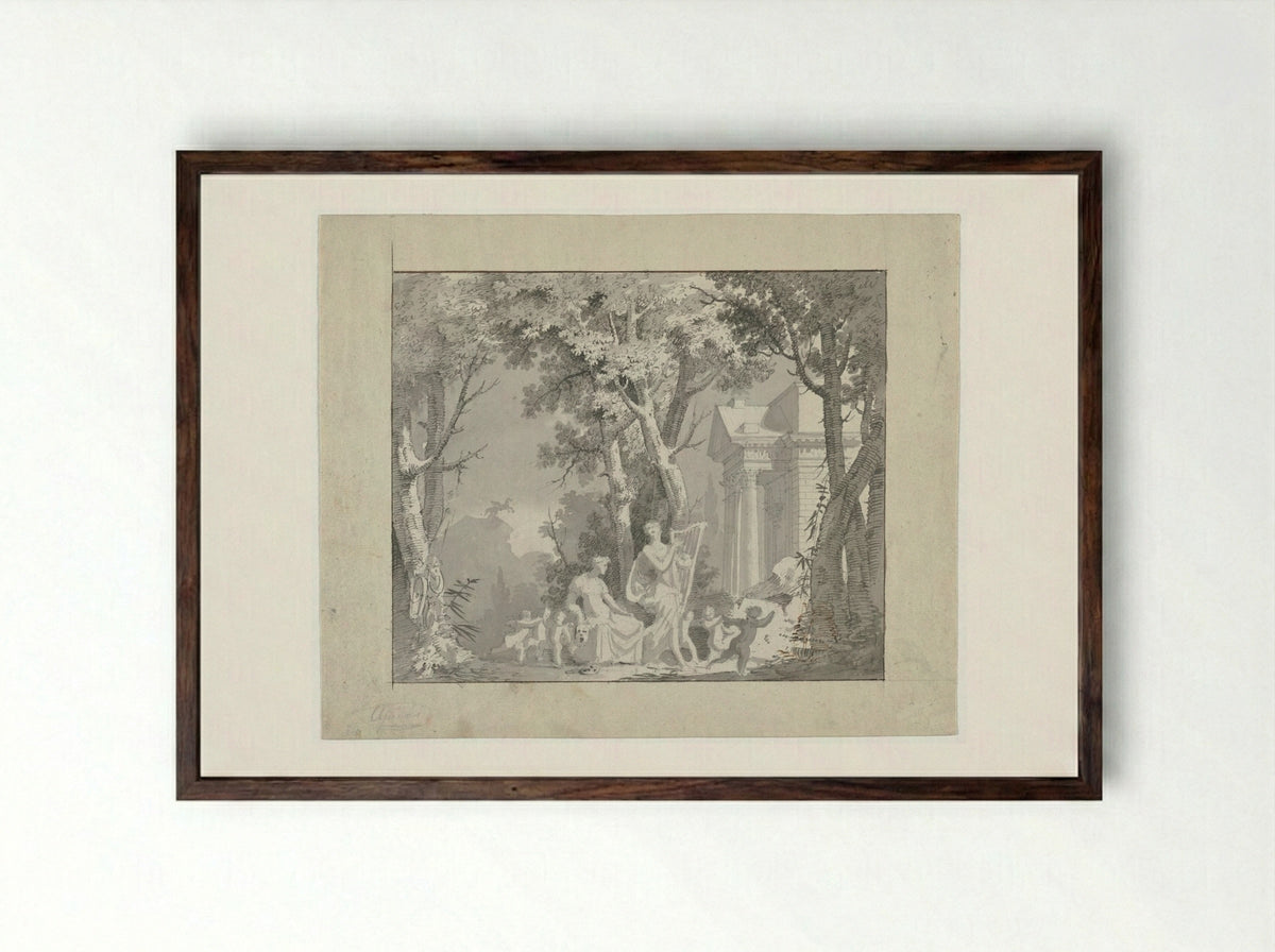 Classical Scene - Francisco Vieira - Framed Print Dark Wood