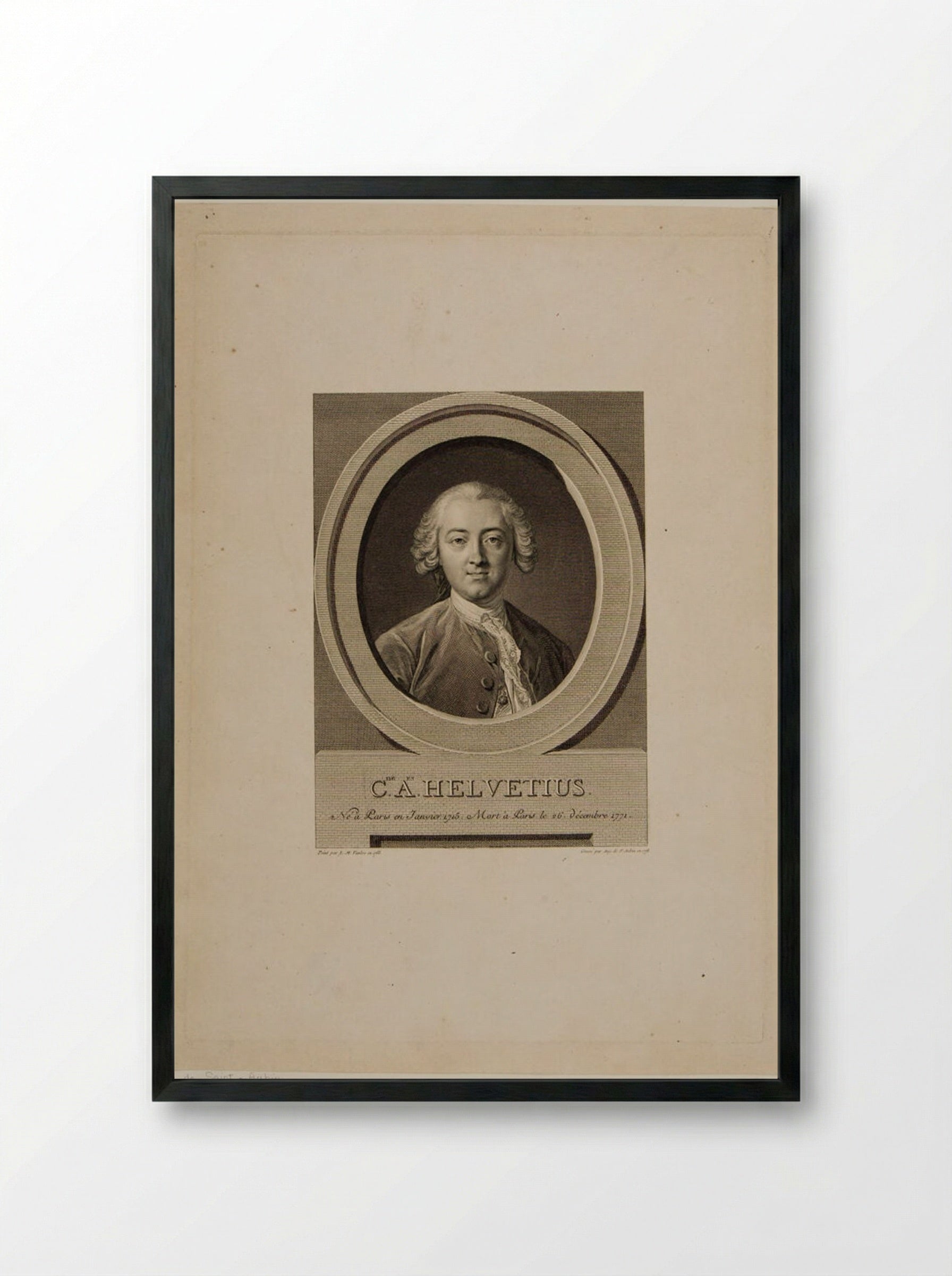 Claude Adrien Helvetius - Augustin de Saint-Aubin - Framed Print Black