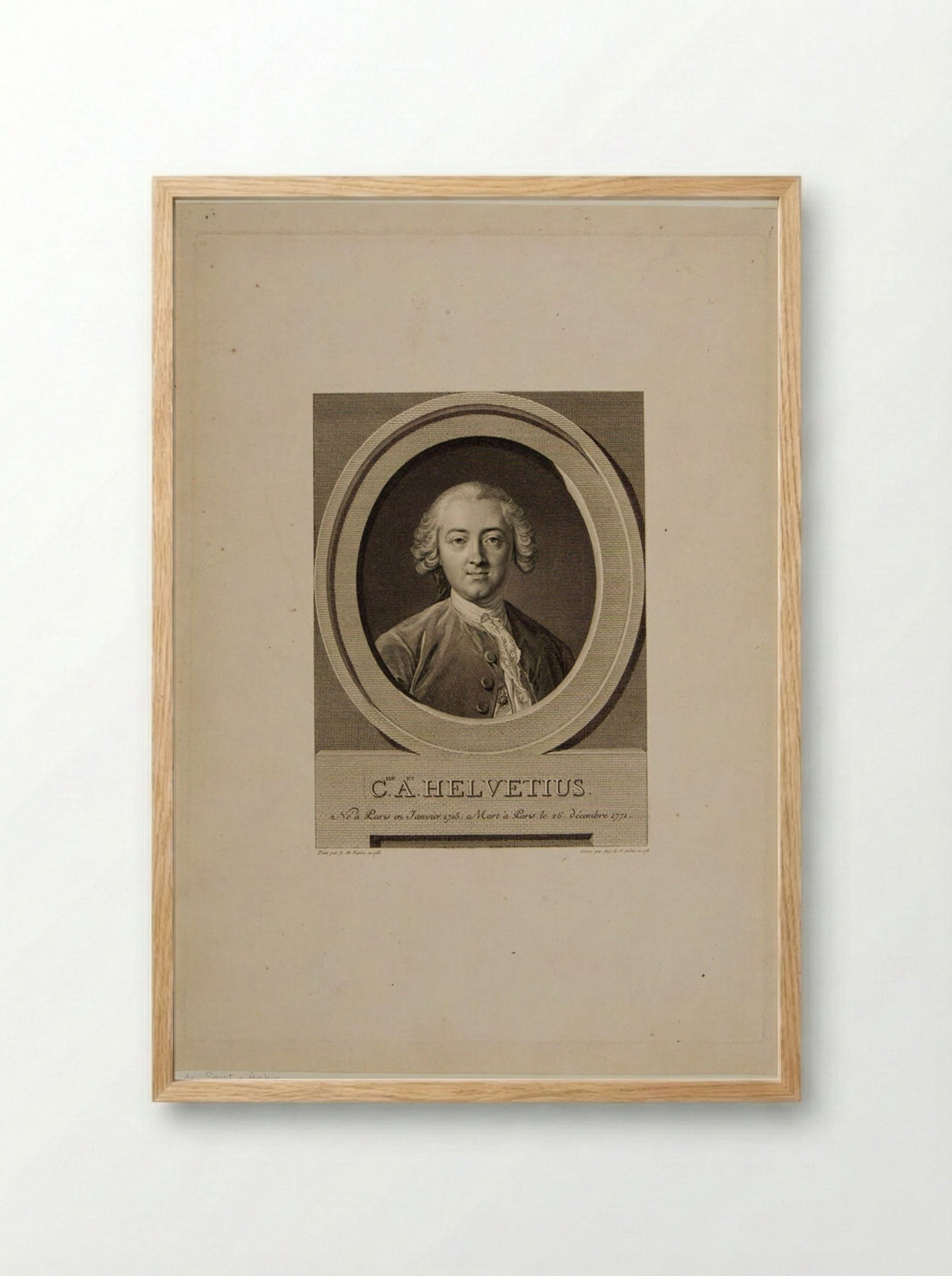 Claude Adrien Helvetius - Augustin de Saint-Aubin - Framed Print Wood
