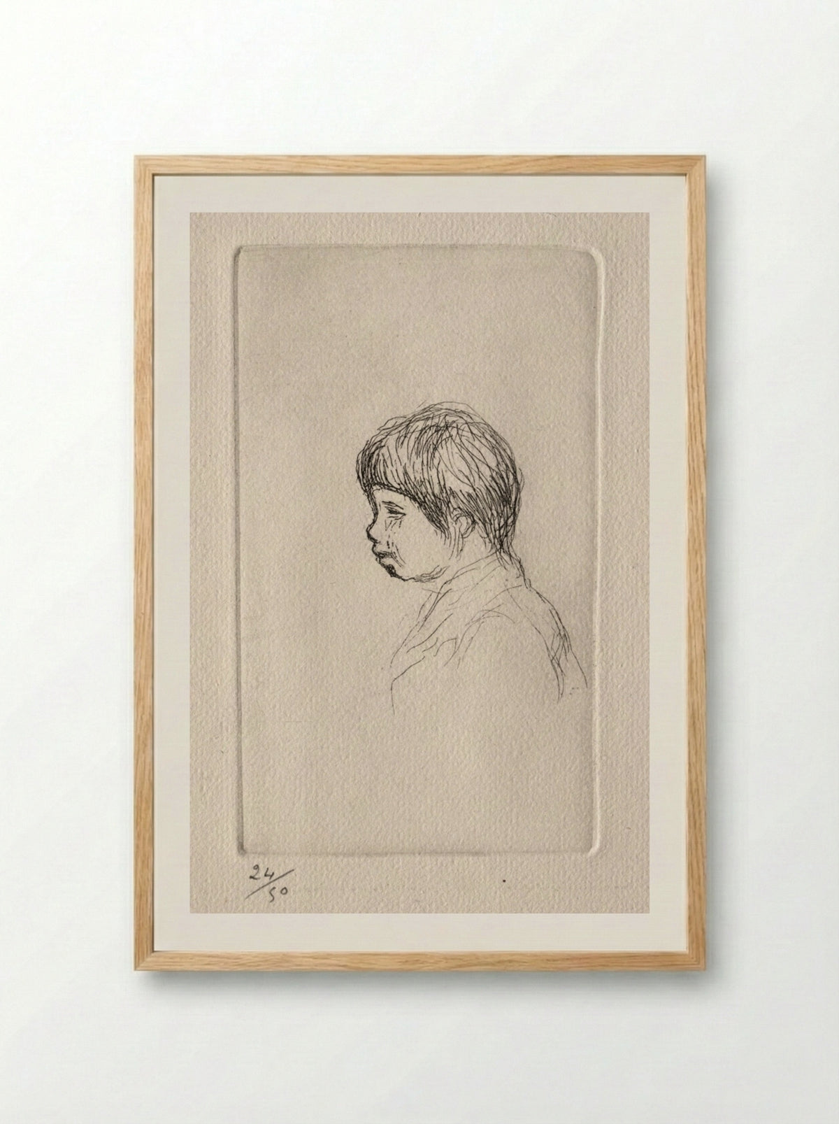 Claude Renoir, the Artist's Son, in Profile - Pierre-Auguste Renoir - Framed Print Wood