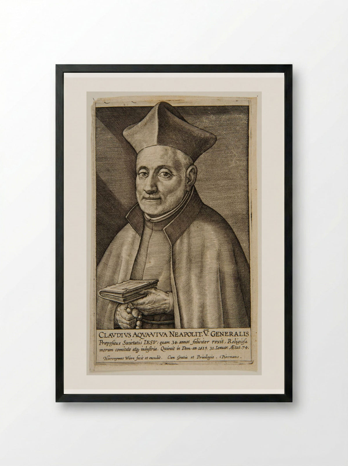 Claudius Aquaviva - Hieronymus Wierix - Framed Print Black