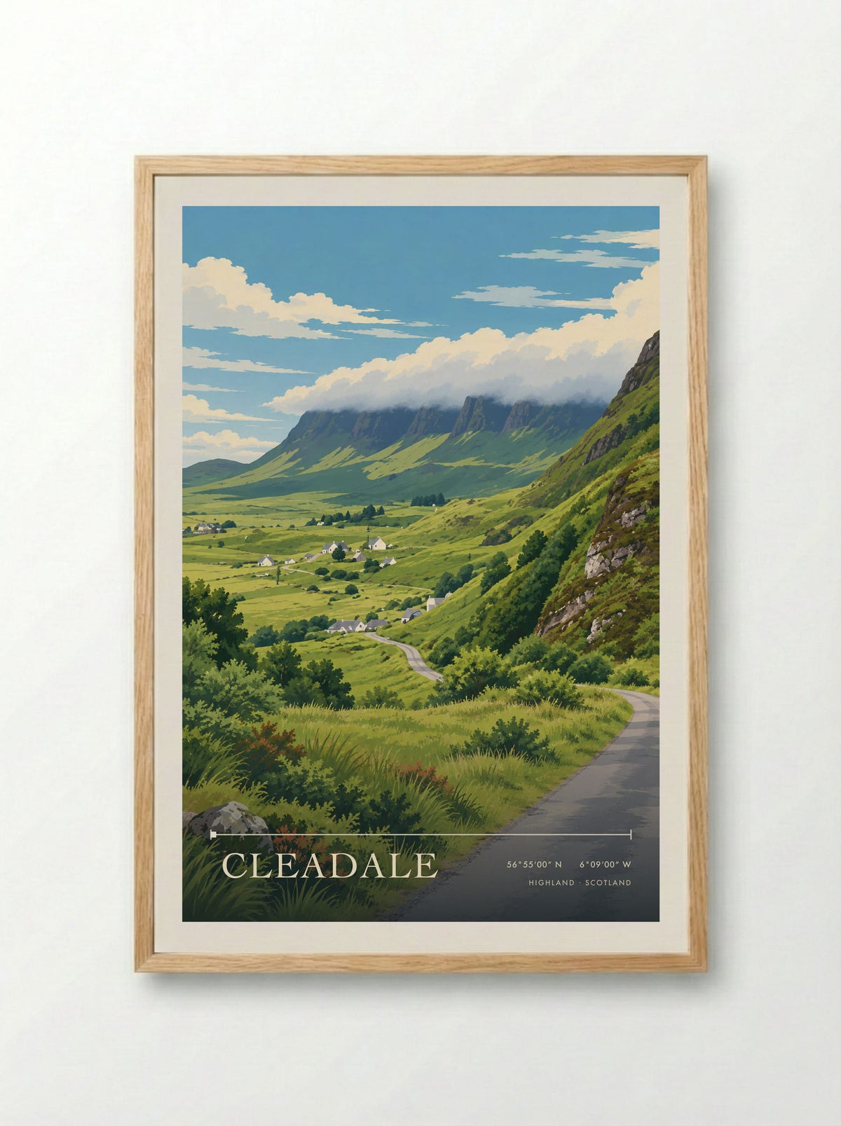 Cleadale, Highland | Travel Poster - Framed Print Wood