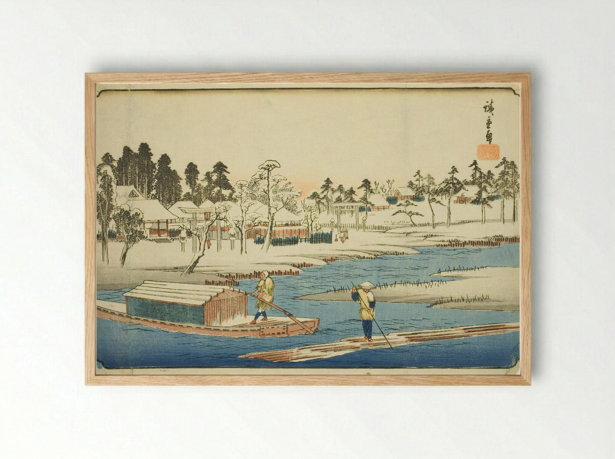 Clear Weather after Snow at Massaki - Utagawa Hiroshige - Framed Print Wood