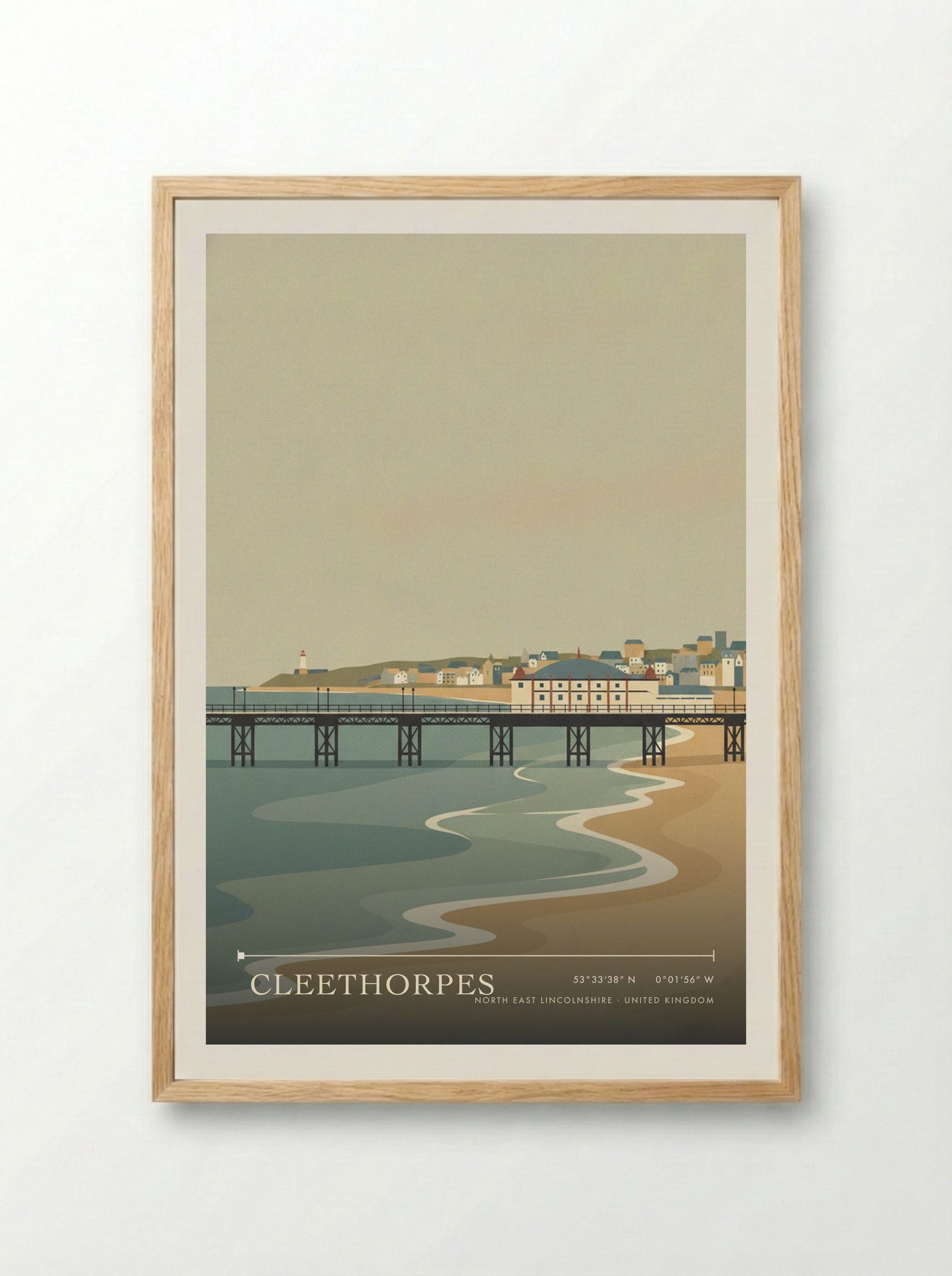 Cleethorpes North East Lincolnshire United Kingdom Travel Poster - Framed Print Wood