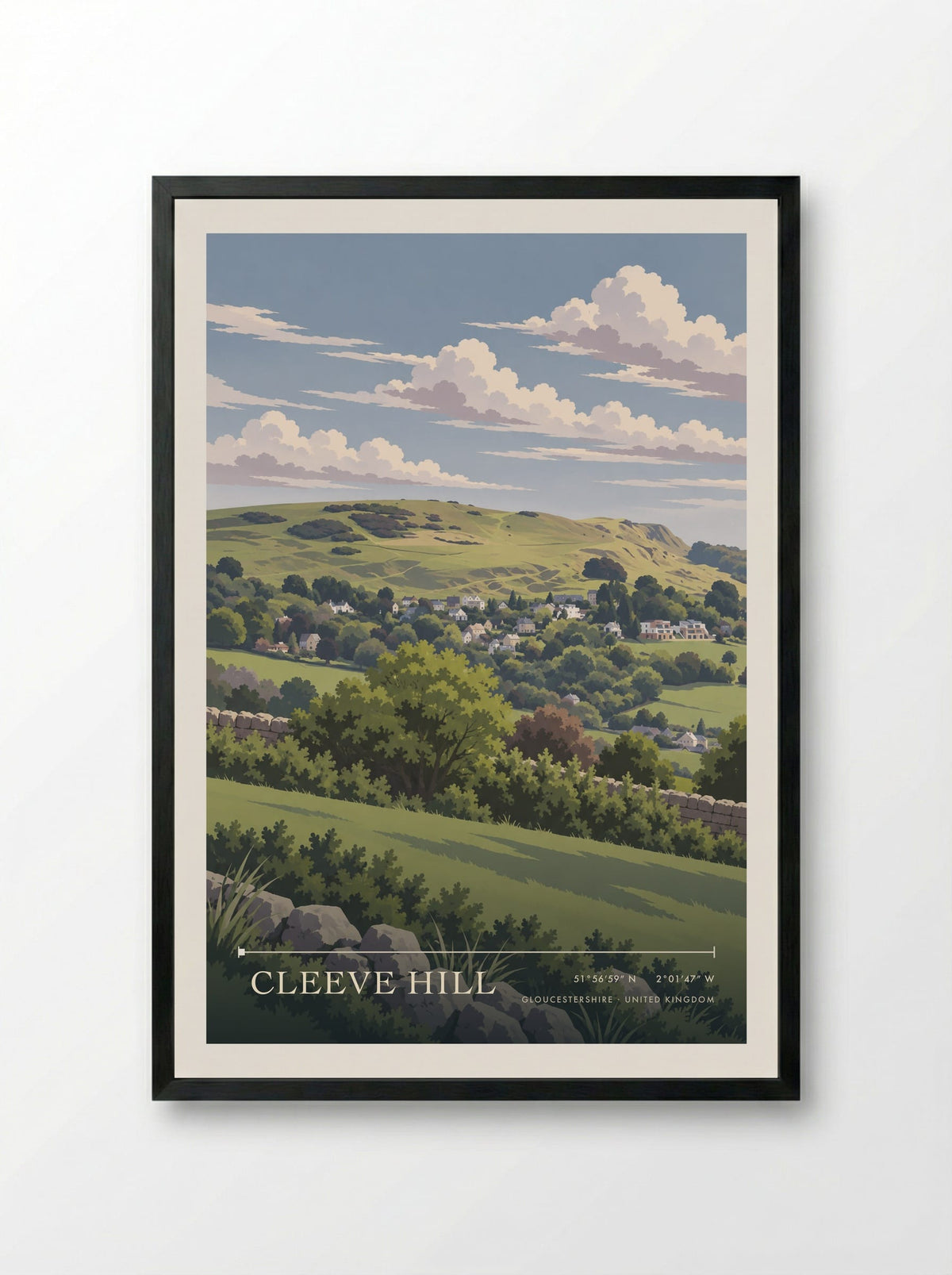 Cleeve Hill, Gloucestershire | Travel Poster - Framed Print Black