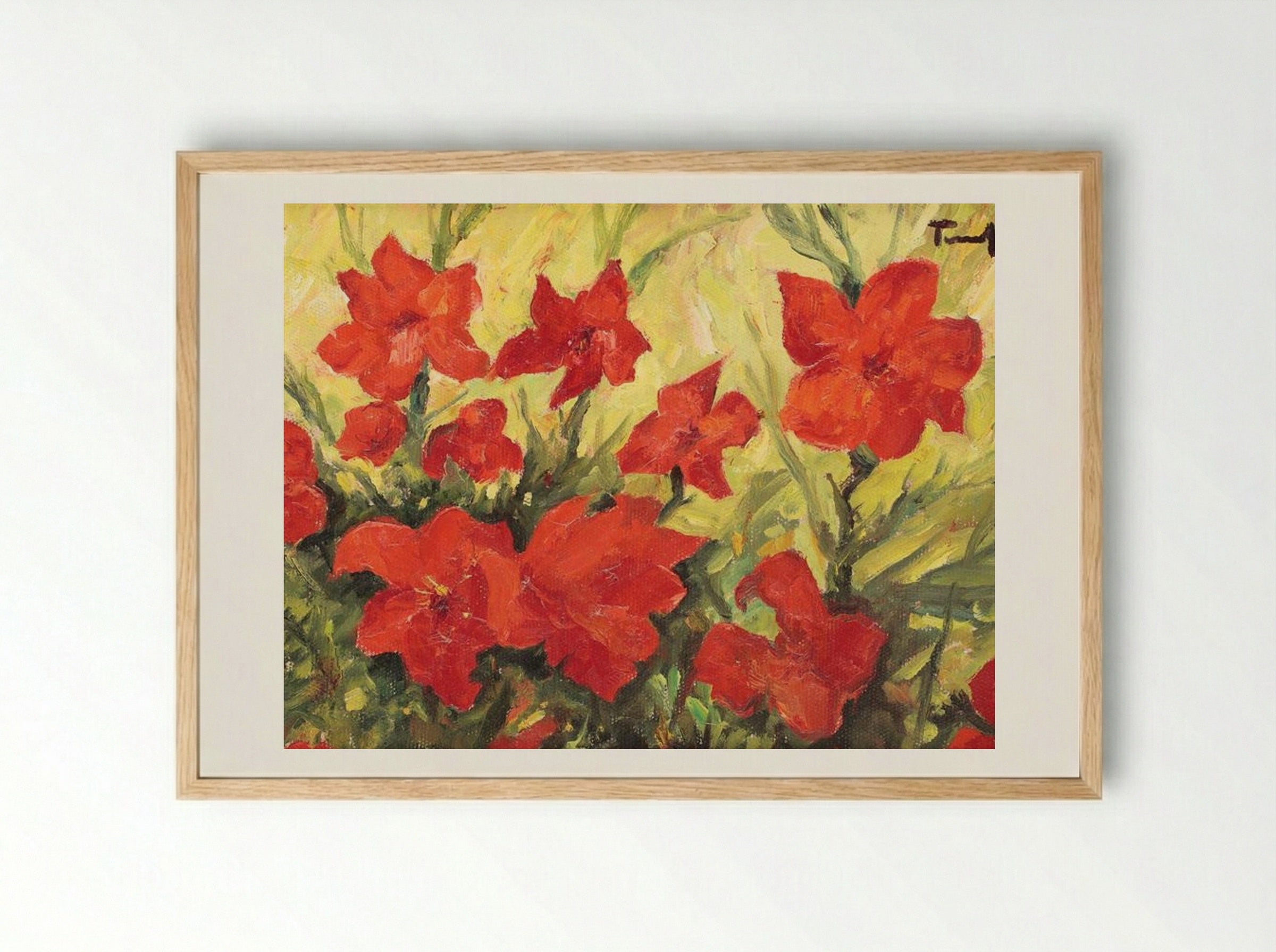 Clematis Red Flowers - Nicolae Tonitza - Framed Print Wood