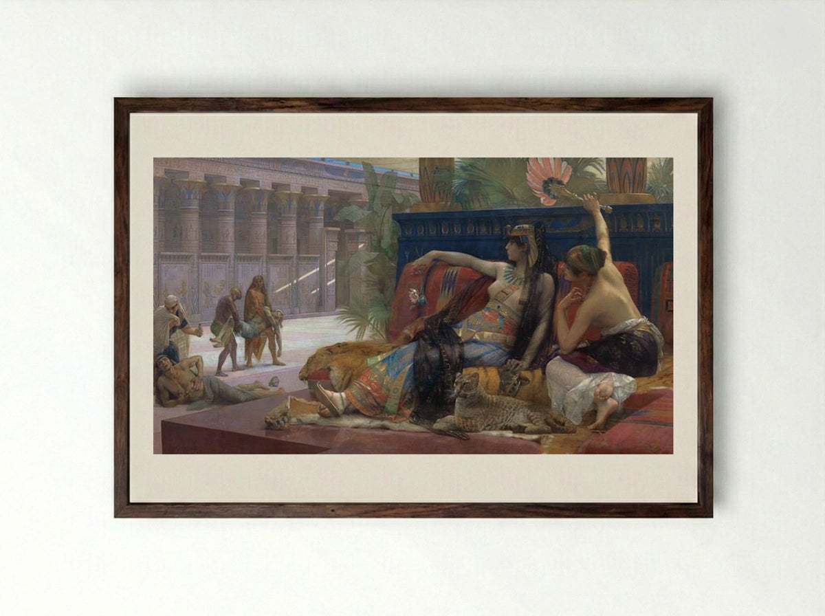 Cleopatra Testing Poisons on Those Condemned to Death - Alexandre Cabanel - Framed Print Dark Wood