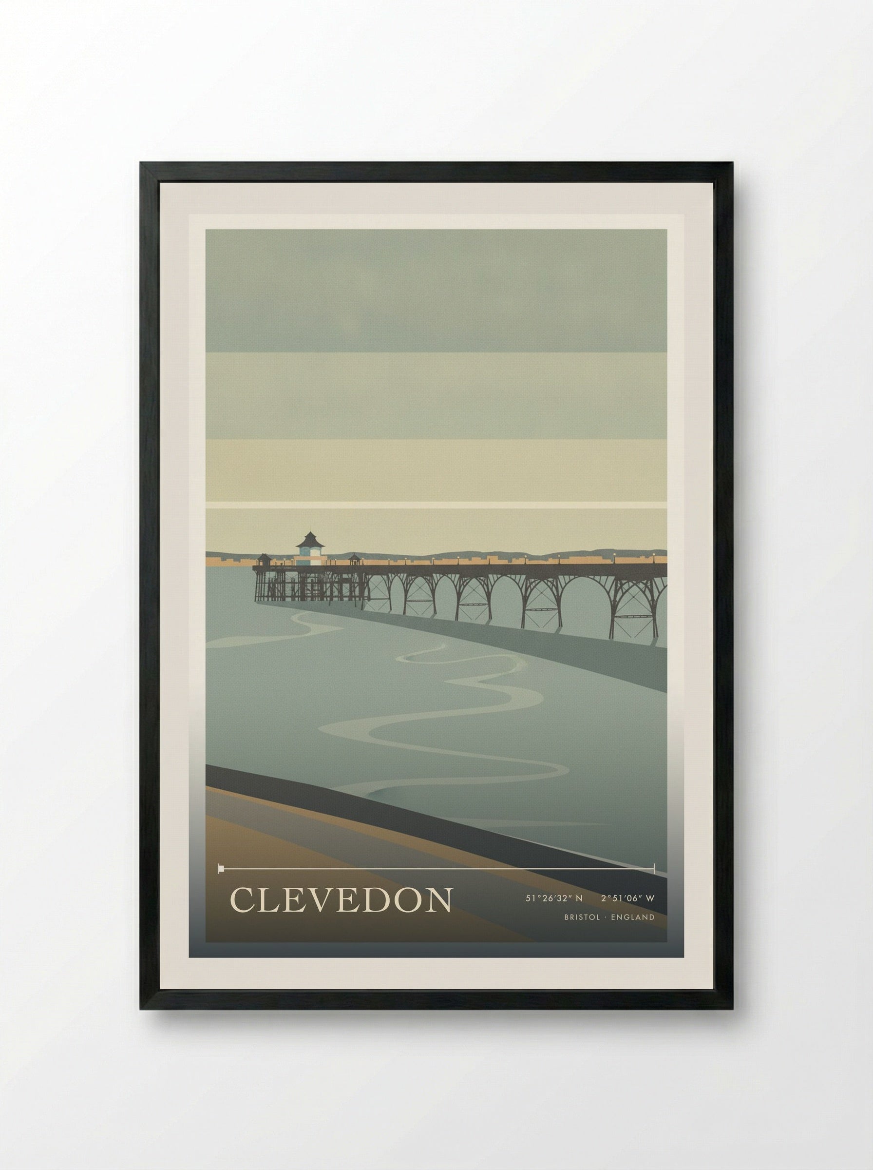 Clevedon Bristol England Travel Poster - Framed Print Black