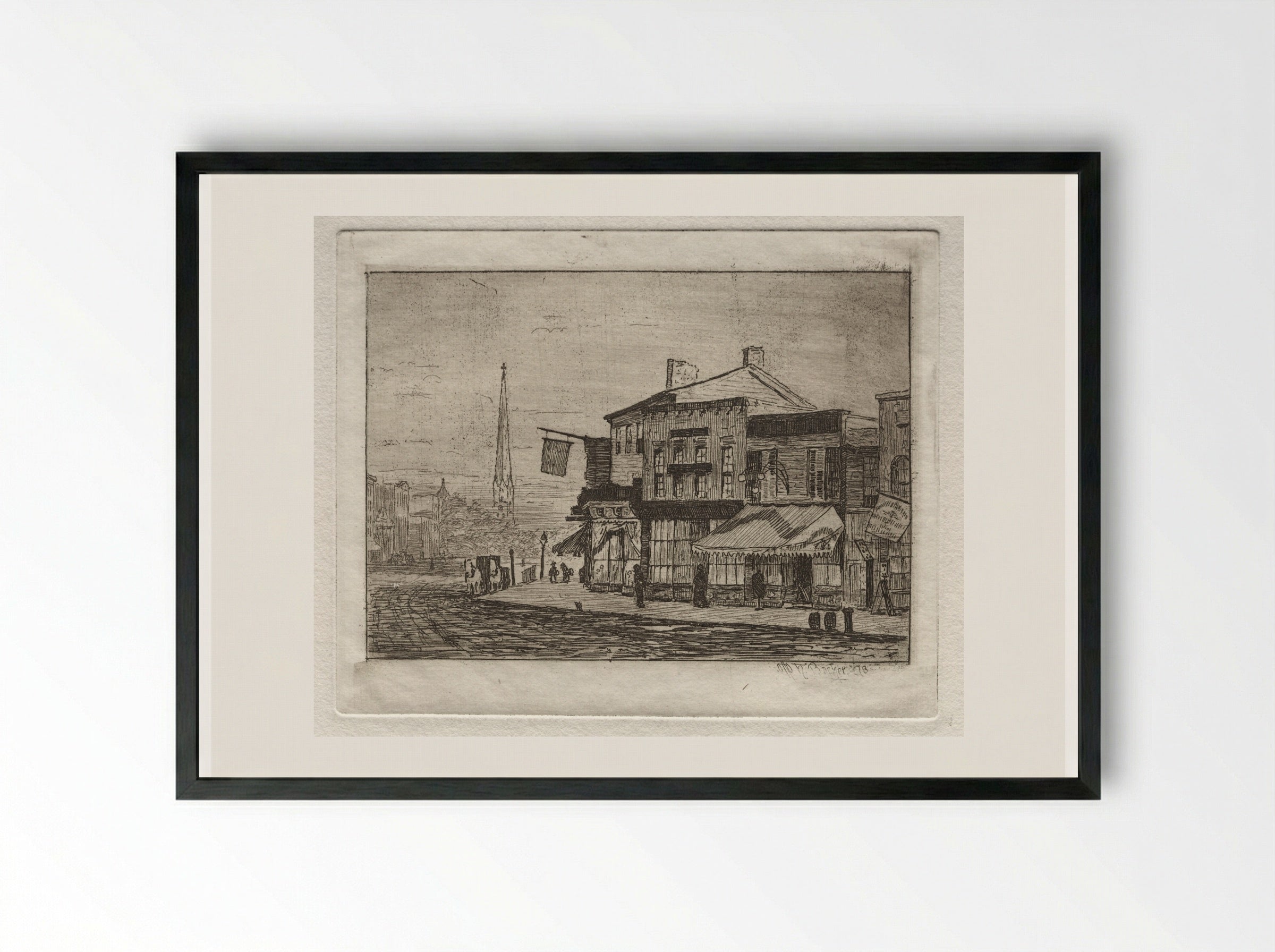 Cleveland, Woodland Avenue and Eagle Street - Otto H. Bacher - Framed Print Black