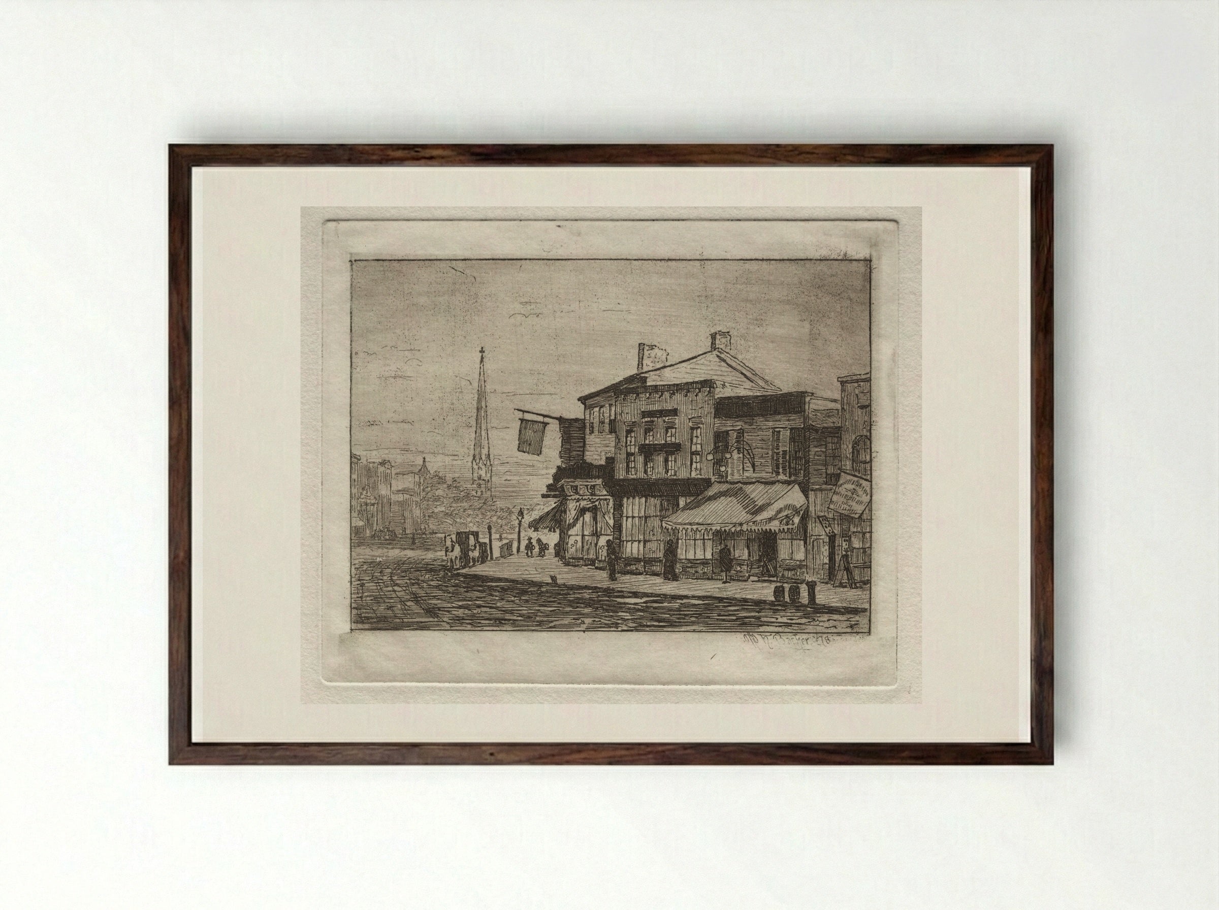 Cleveland, Woodland Avenue and Eagle Street - Otto H. Bacher - Framed Print Dark Wood