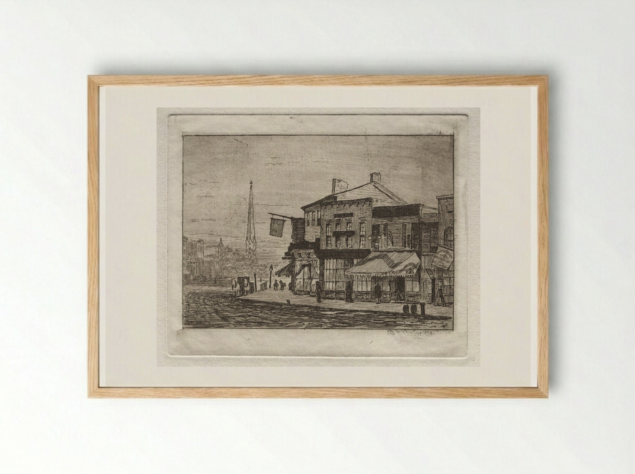 Cleveland, Woodland Avenue and Eagle Street - Otto H. Bacher - Framed Print Wood