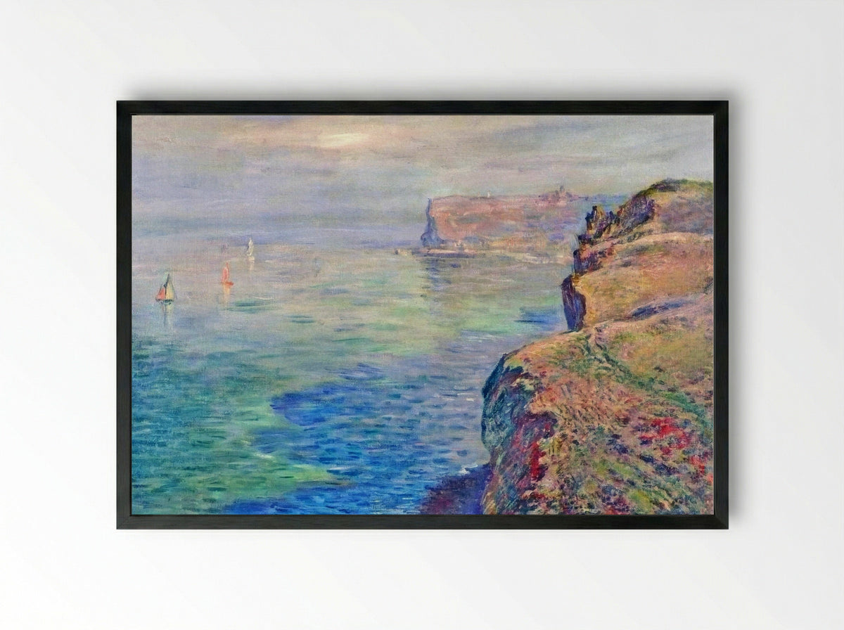 Cliff at Grainval near Fecamp - Claude Monet - Framed Print Black