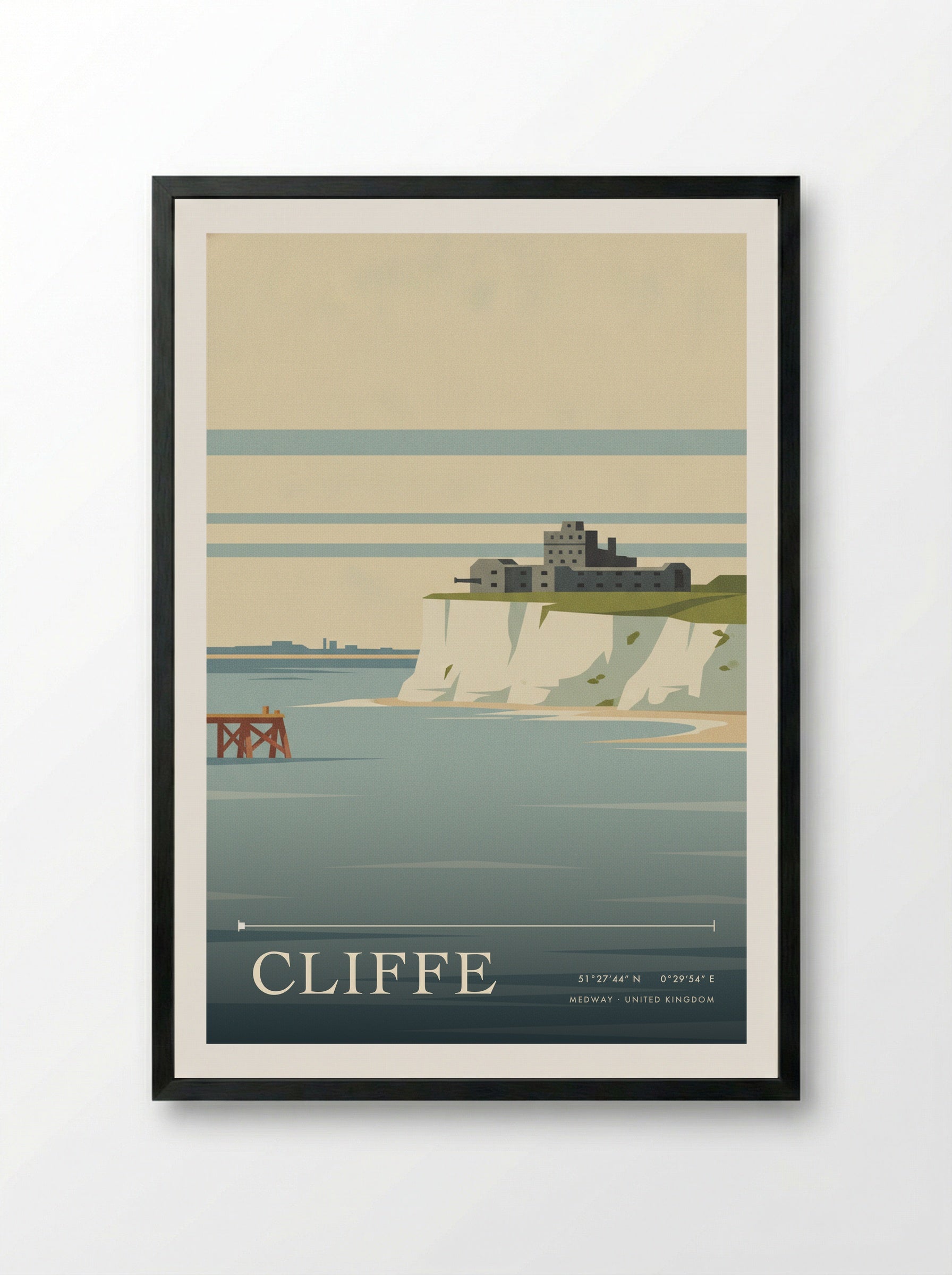 Cliffe Medway United Kingdom Travel Poster - Framed Print Black