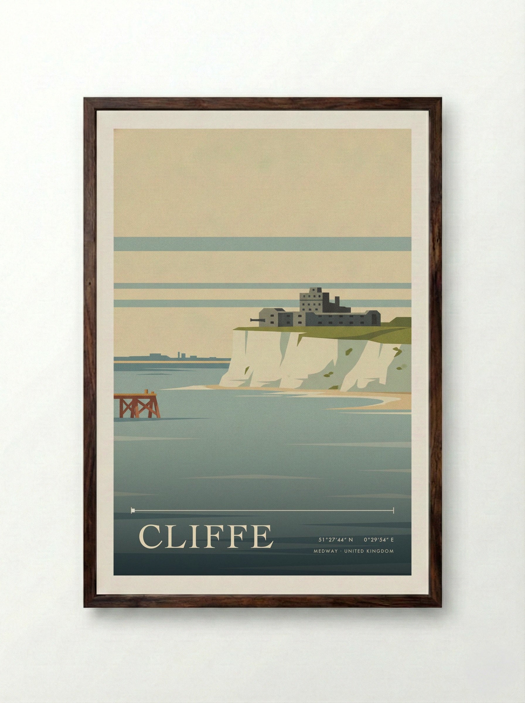 Cliffe Medway United Kingdom Travel Poster - Framed Print Dark Wood