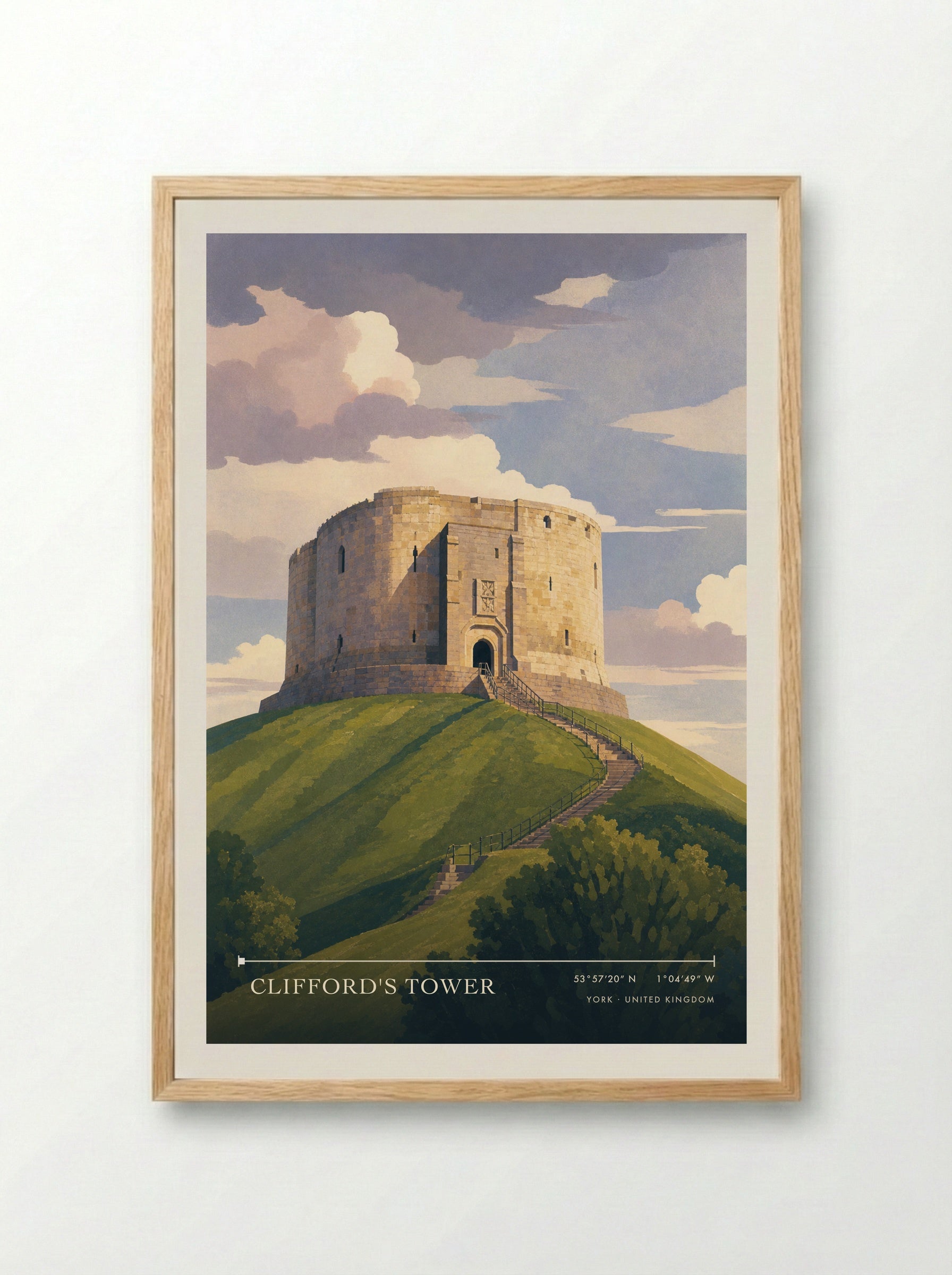 Clifford's Tower York United Kingdom Travel Poster - Framed Print Wood