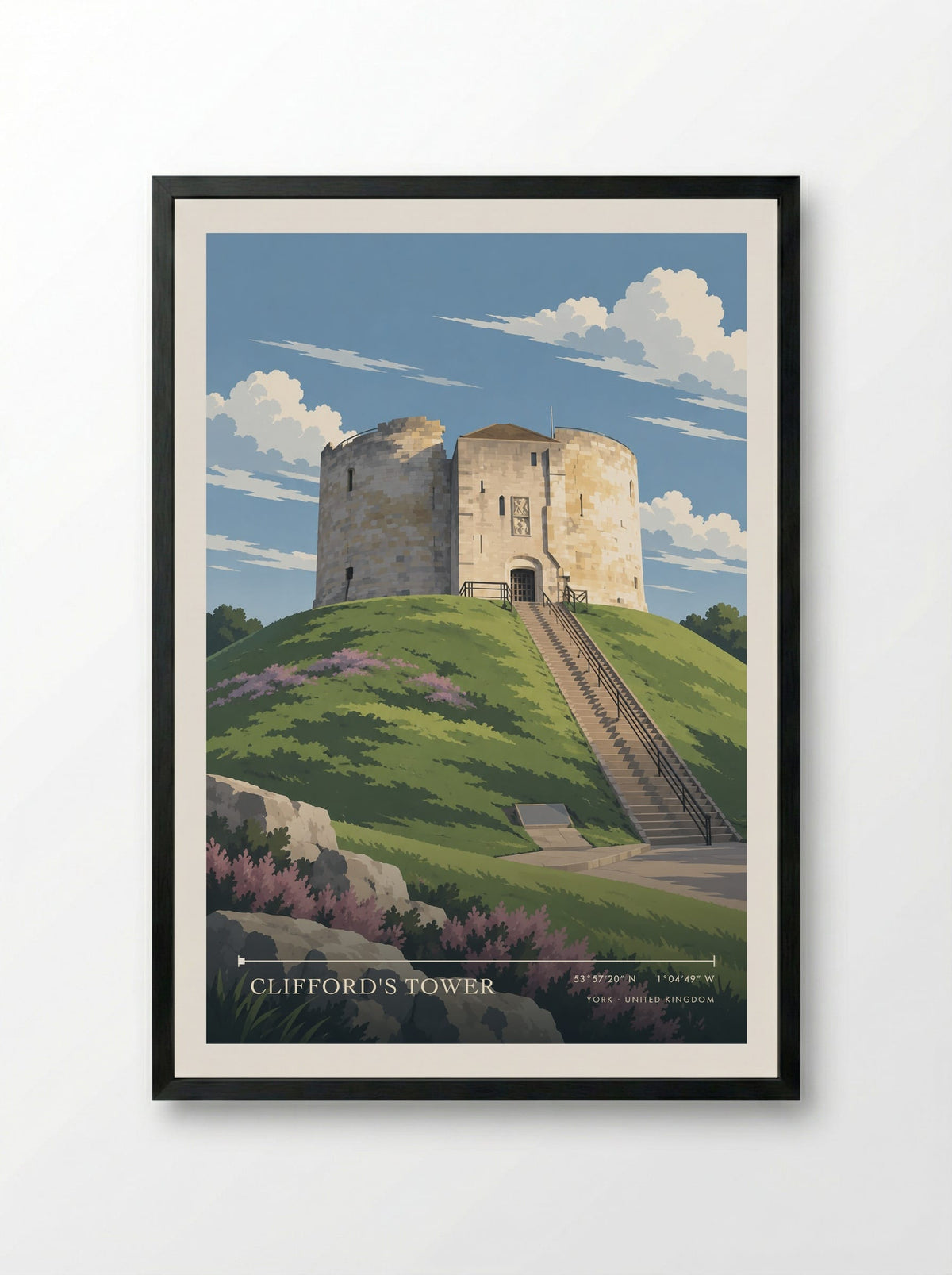 Clifford's Tower, York | Travel Poster - Framed Print Black